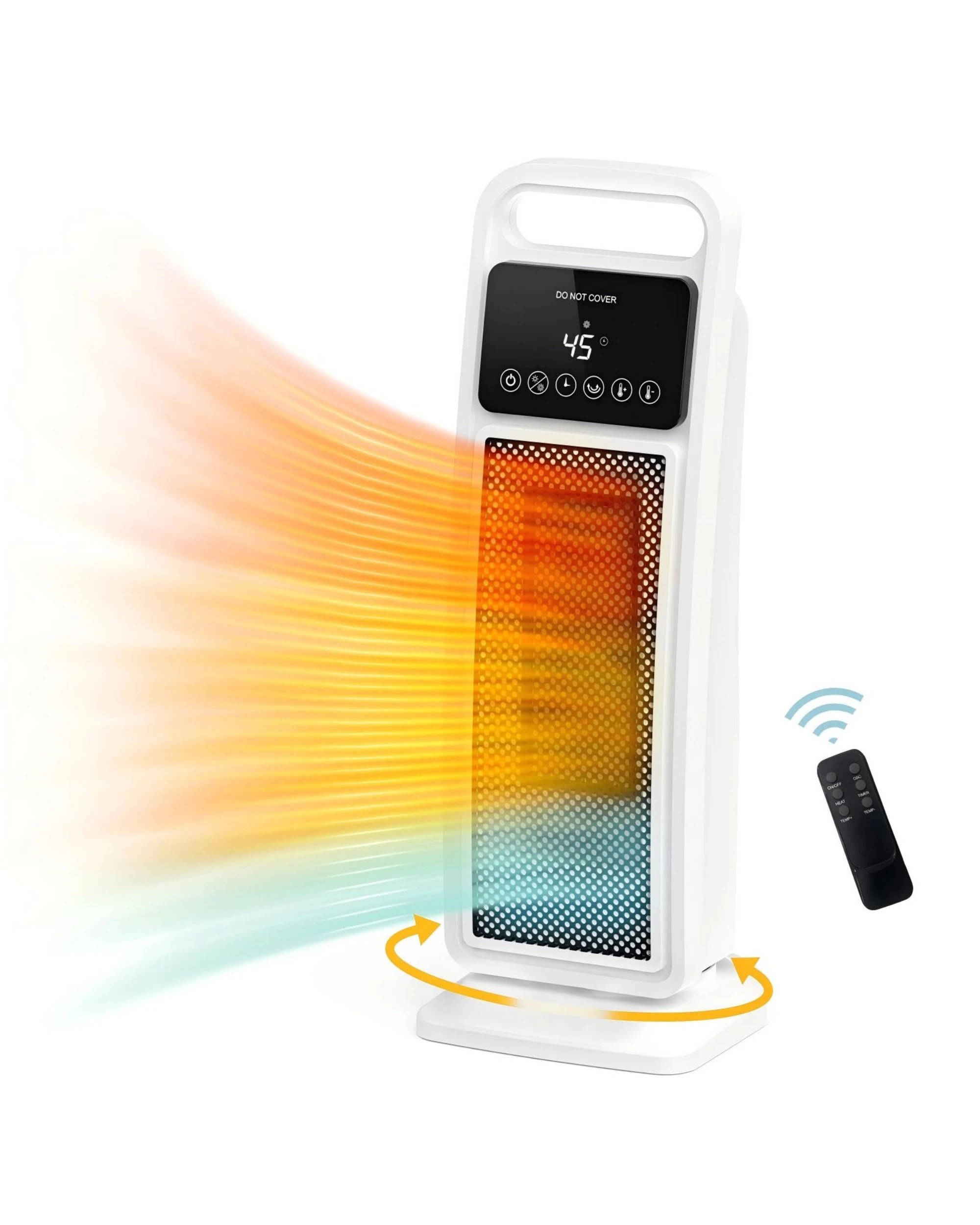 1 ADVWIN Ceramic Heater, 2000W Portable Fan Heater, White - White, 1 of 7