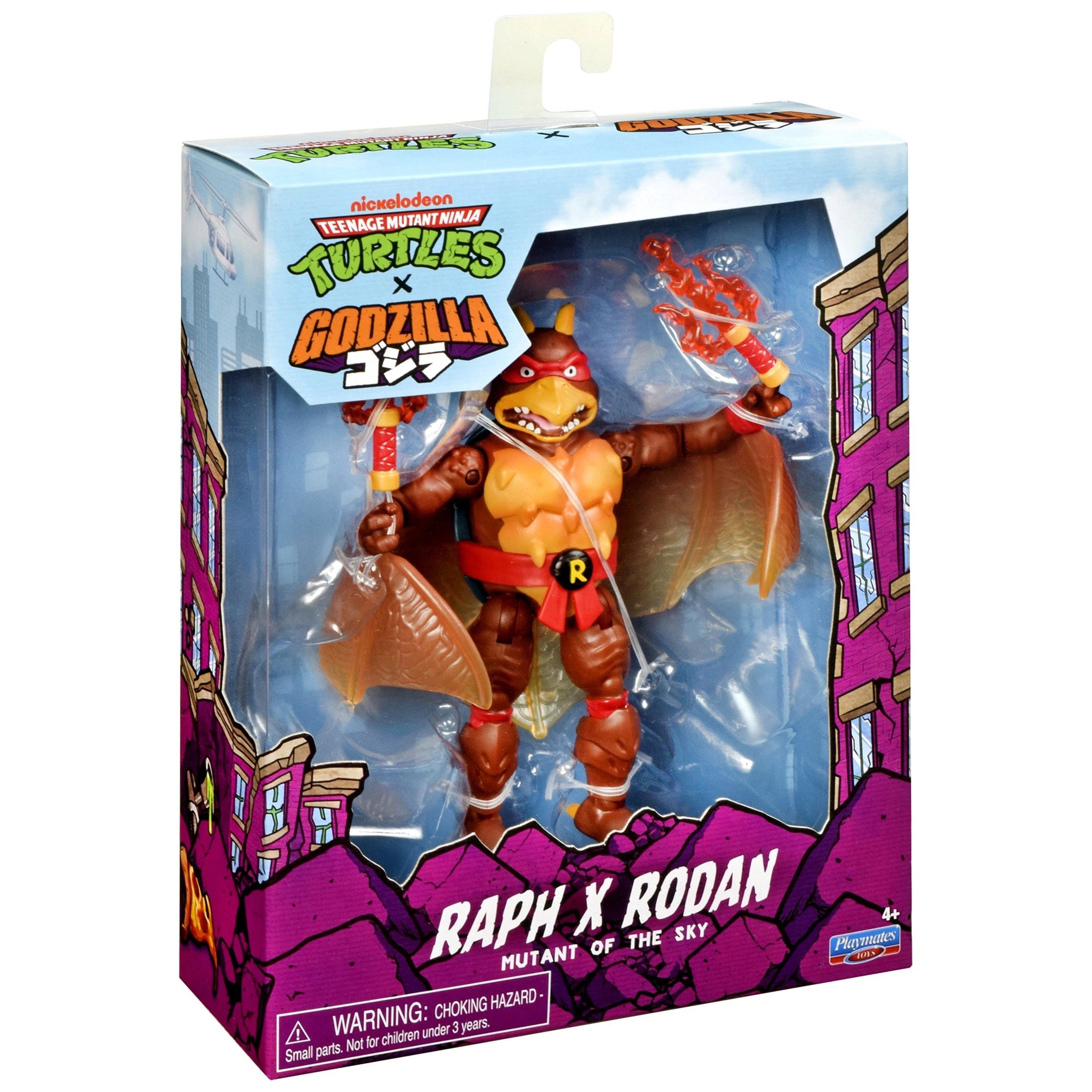 4 Teenage Mutant Ninja Turtles X Godzilla Figures - Raph X Rodan - Multi, 4 of 6
