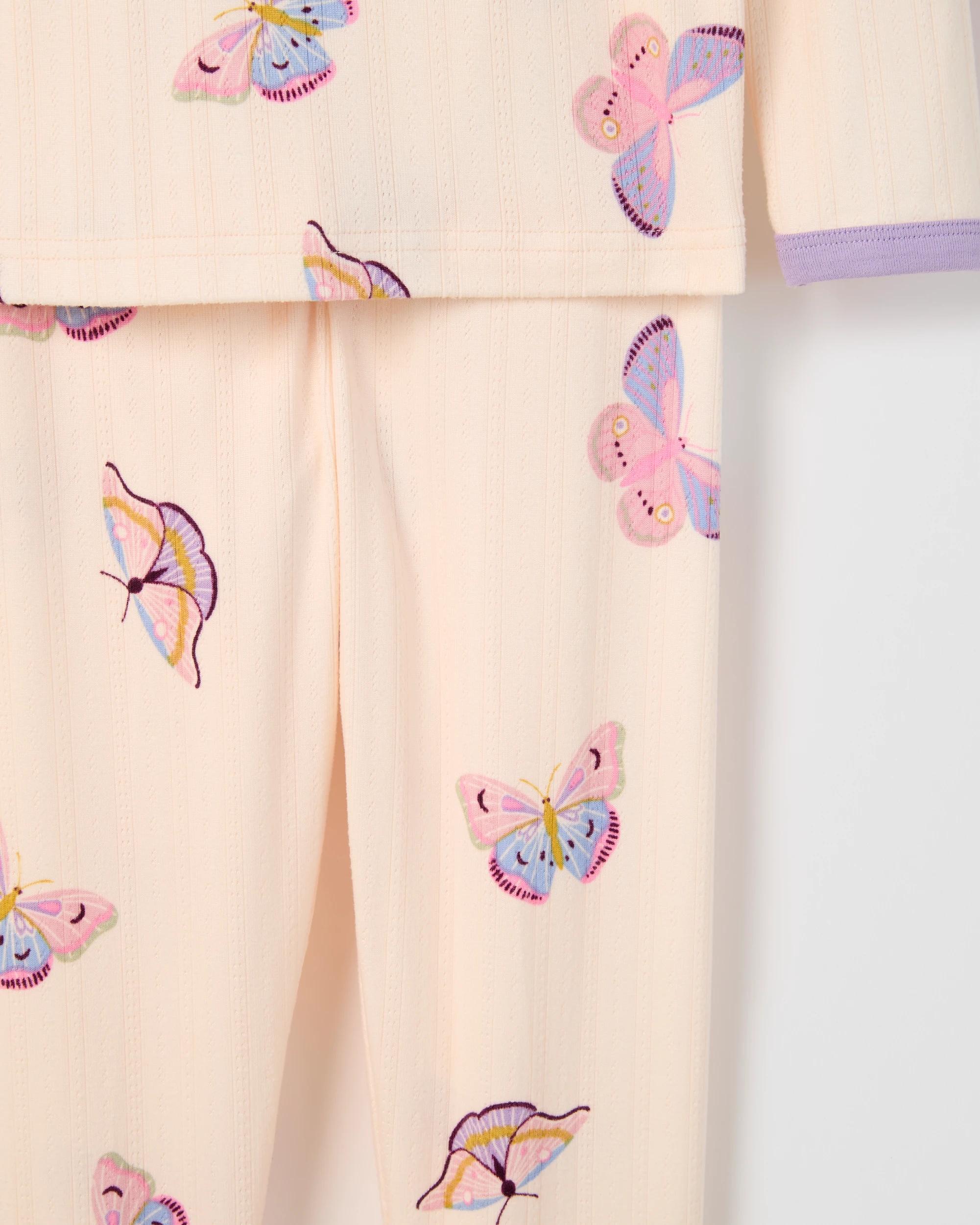 3 Target Kids Younger Girls Pointelle Knit Pyjama Set BUTTERFLY, 3 of 4