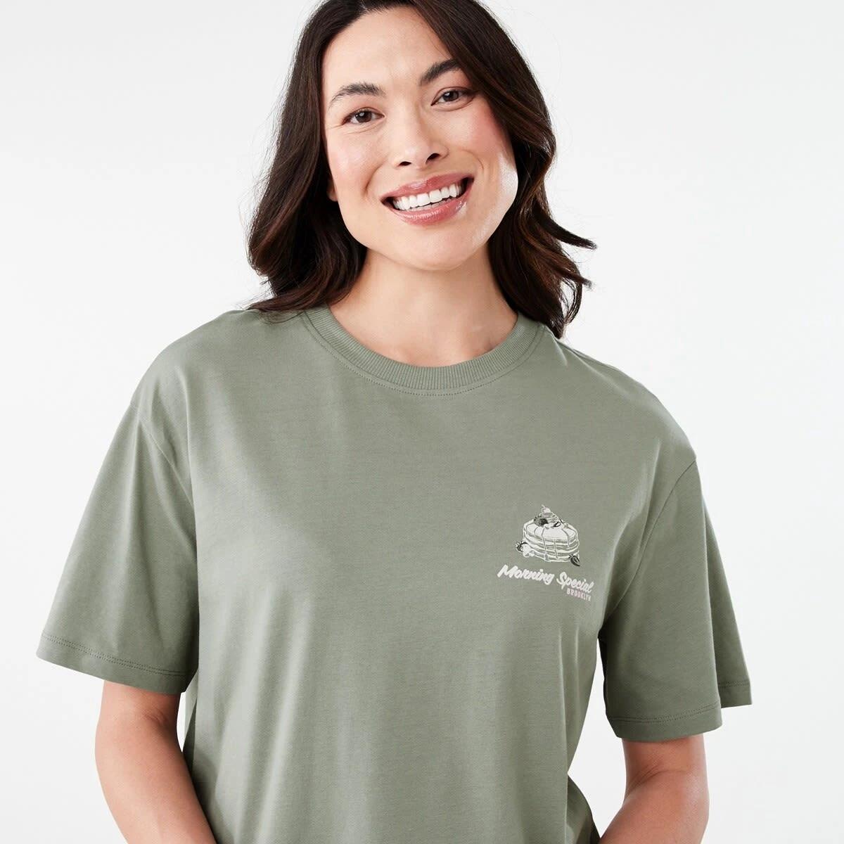 4 Short Sleeve Oversized Boyfriend T-shirt BREAKFAST SOFT KHAKI, 4 of 6