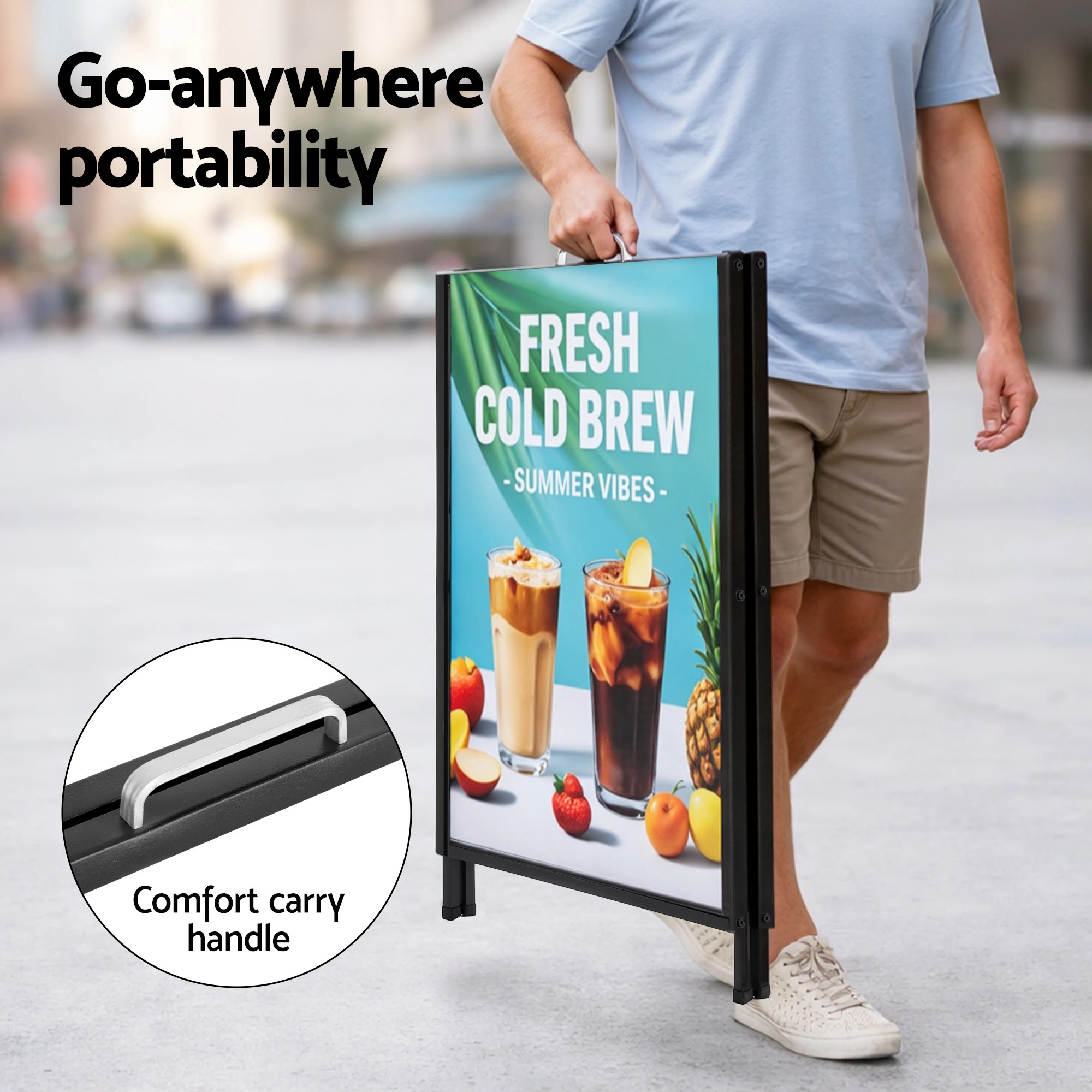 4 A1 Frame Sign Stand Double Sided Poster Display Board Outdoor Advertising 60x90cm - Black, 4 of 7