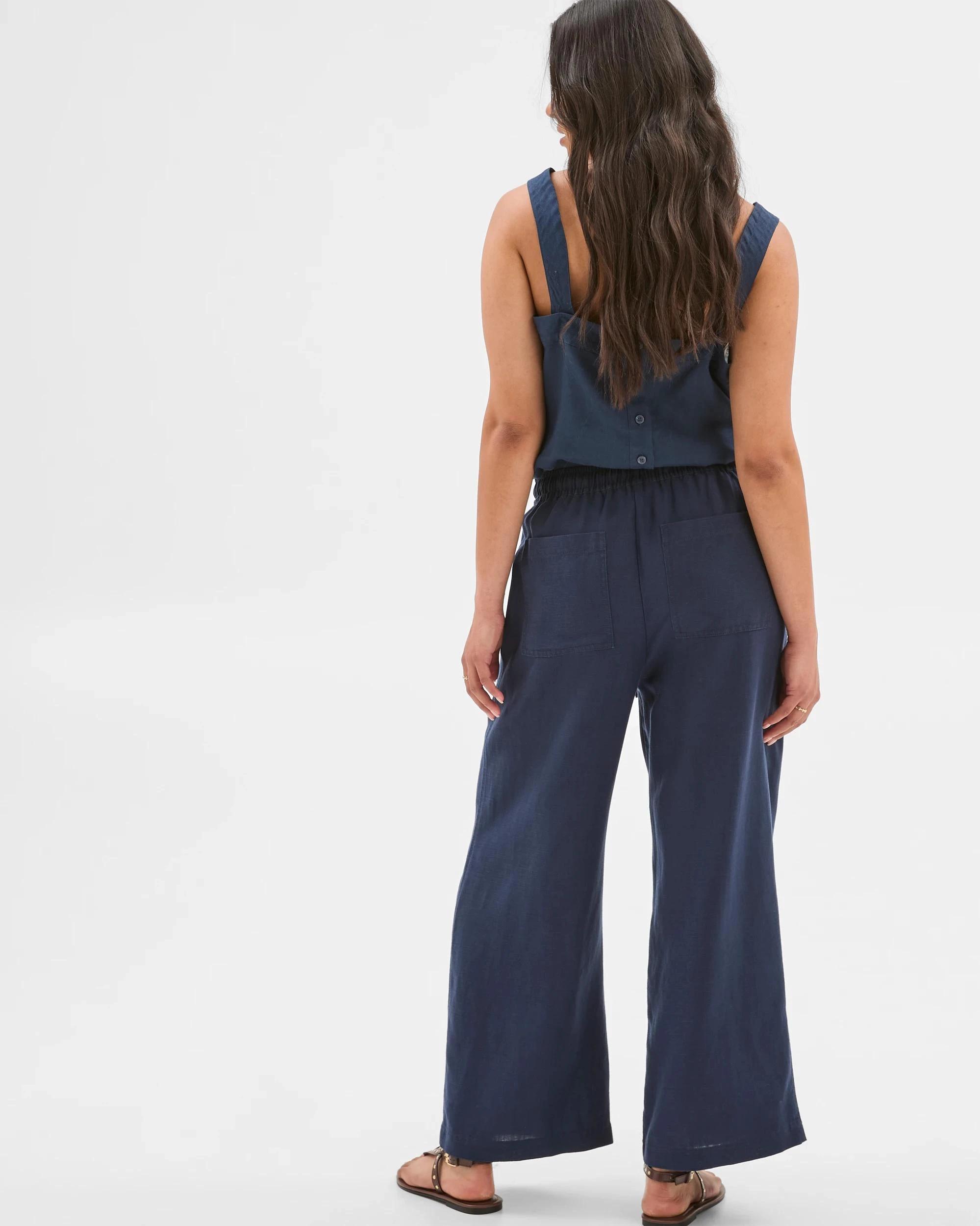 4 Target Linen Blend Patch Pocket Pants NAVY BLUE, 4 of 6