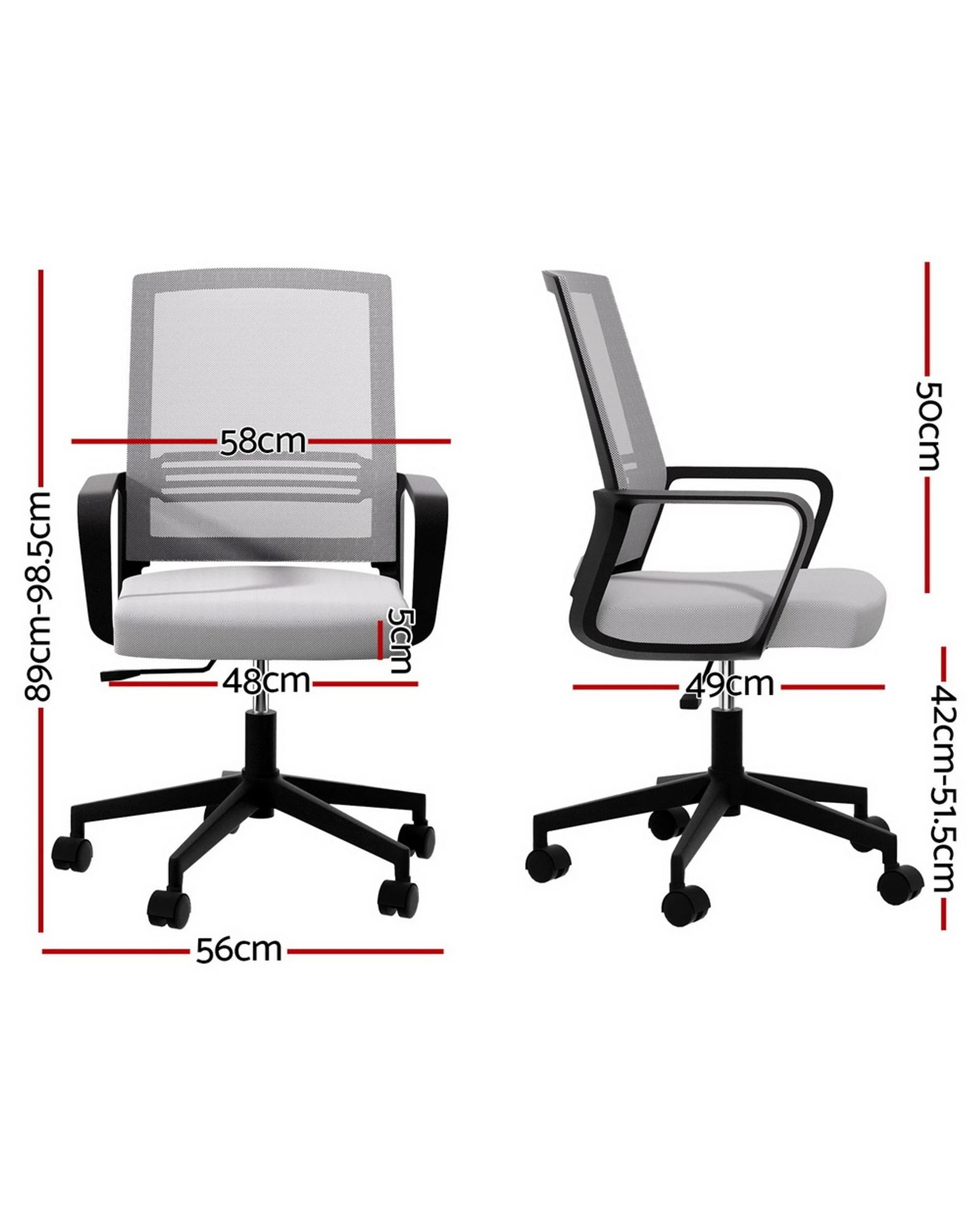 2 Artiss Mesh Office Chair Mid Back - Grey, 2 of 7
