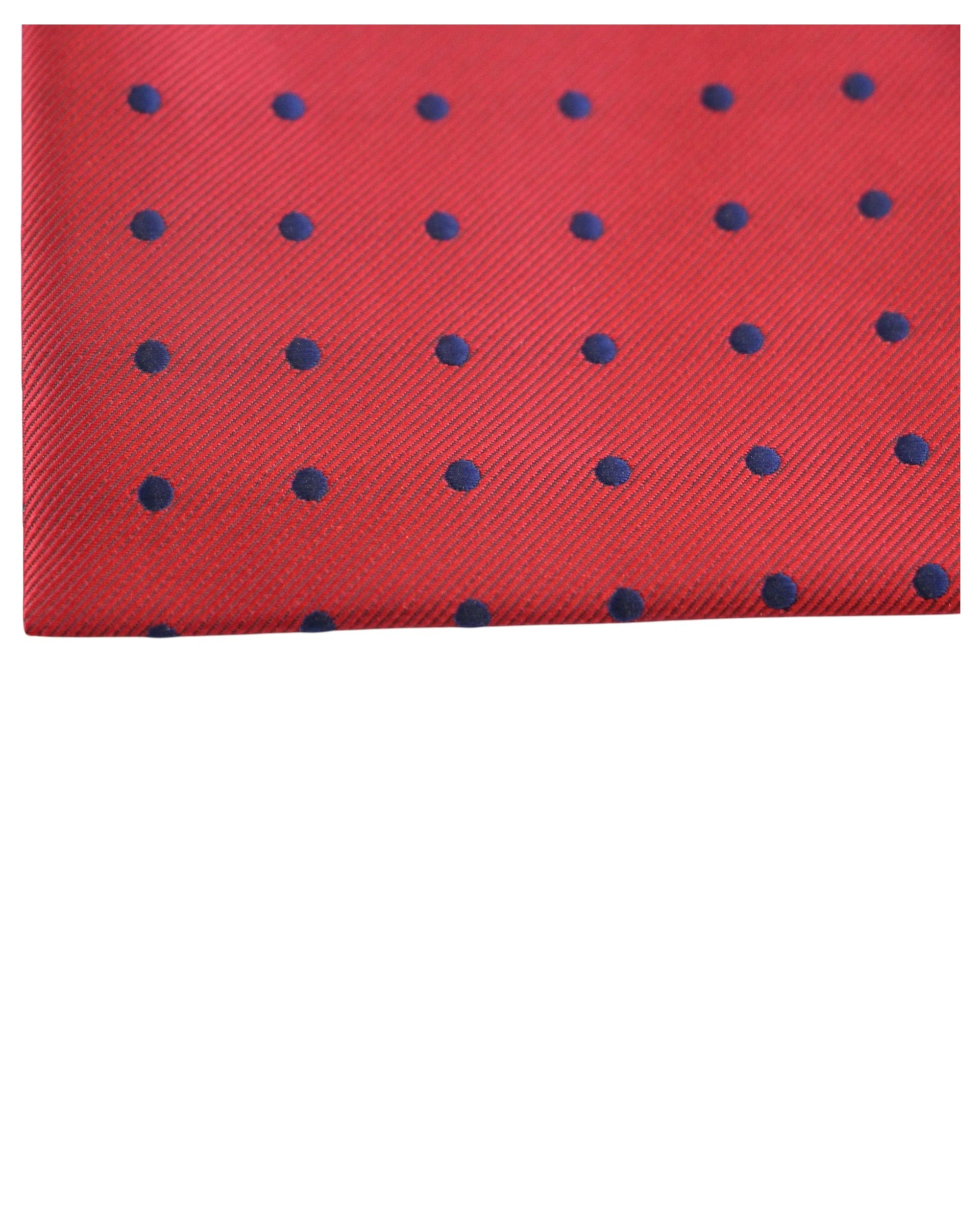 2 Zasel Mens Dark Red & Navy Small Polka Dot Silk Pocket Square - Multi, 2 of 3