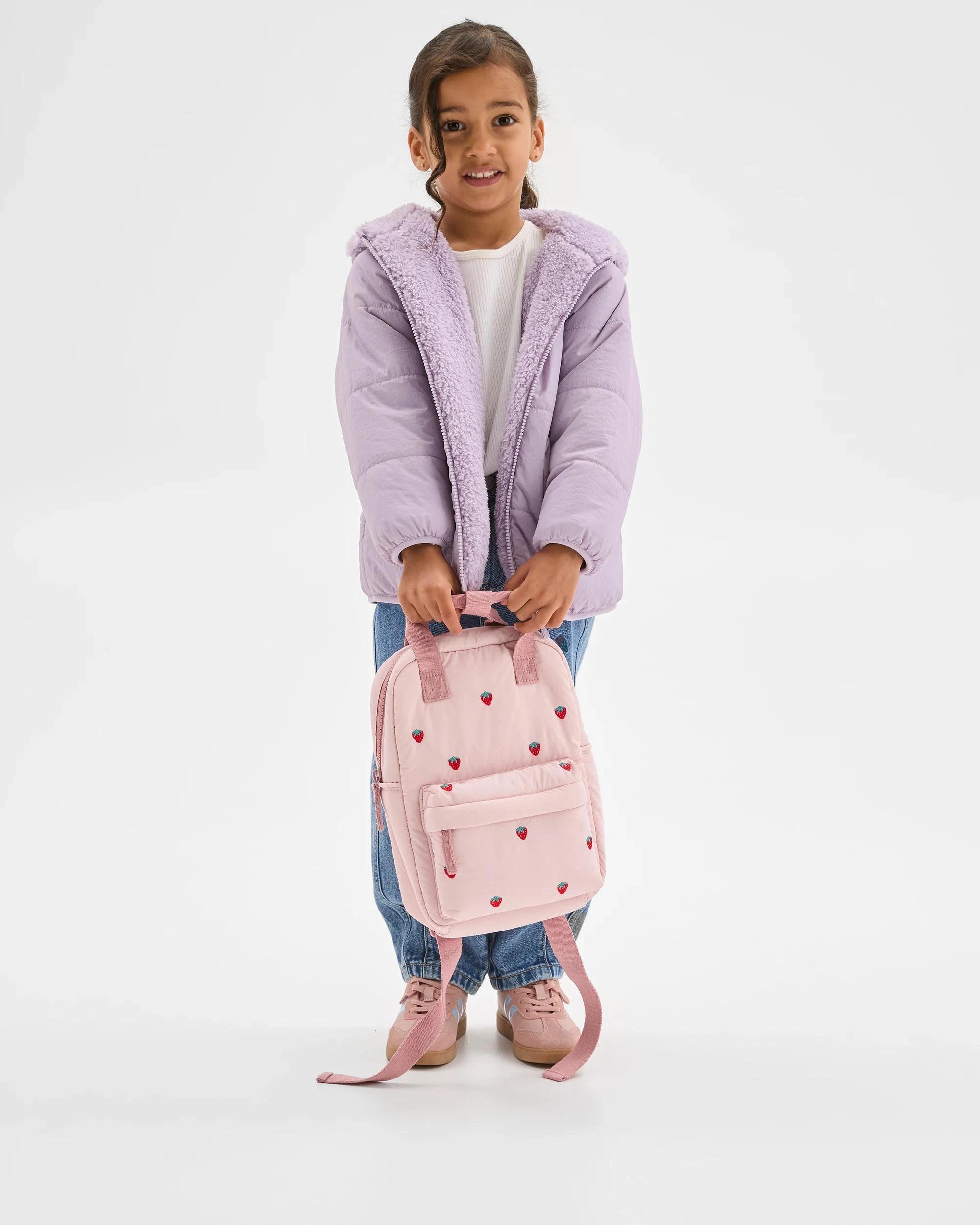 3 Target Kids Reversible Hooded Heart Pocket Puffer Jacket PURPLE, 3 of 7