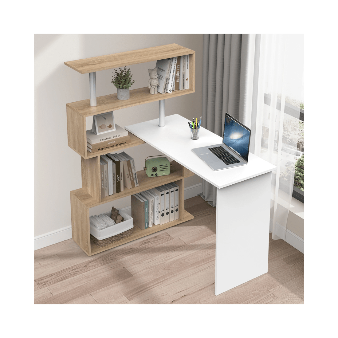 8 Advwin Computer Desk 180° Rotatable Corner Shelf, 8 of 8