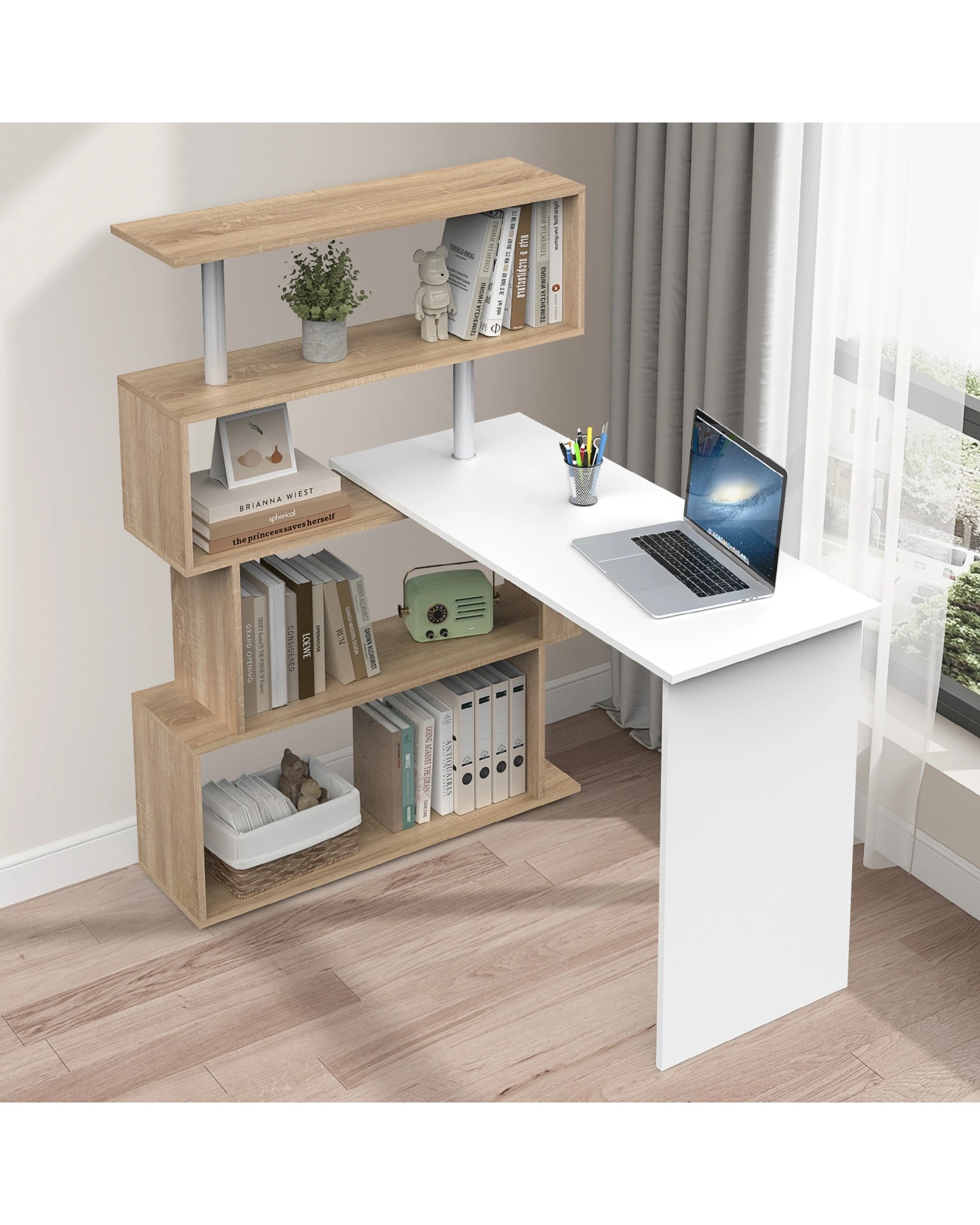 8 Advwin Computer Desk 180° Rotatable Corner Shelf, 8 of 8