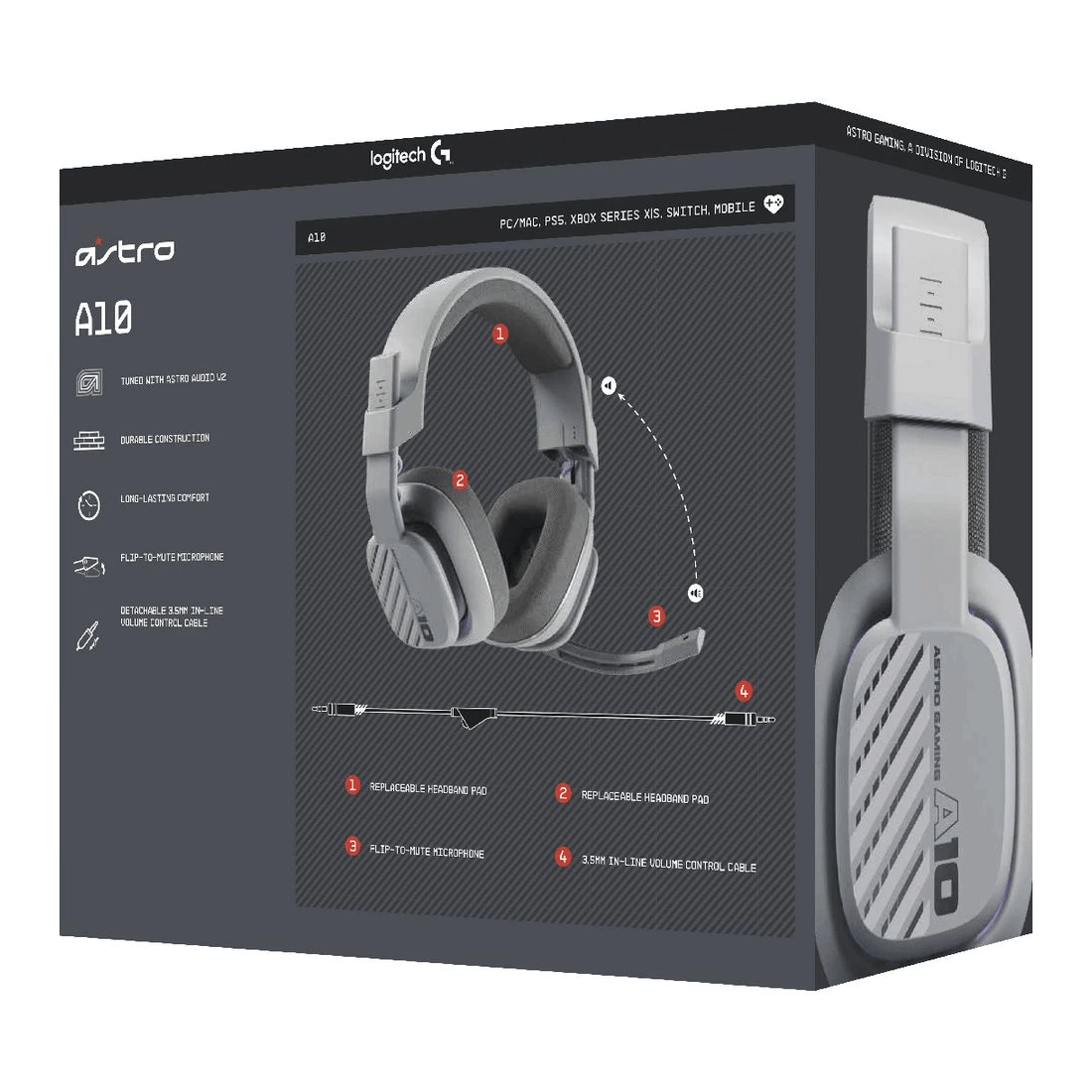 6 Astro A10 Gen 2 Wired Gaming Headset - Ozone/Grey
 - grey, 6 of 8
