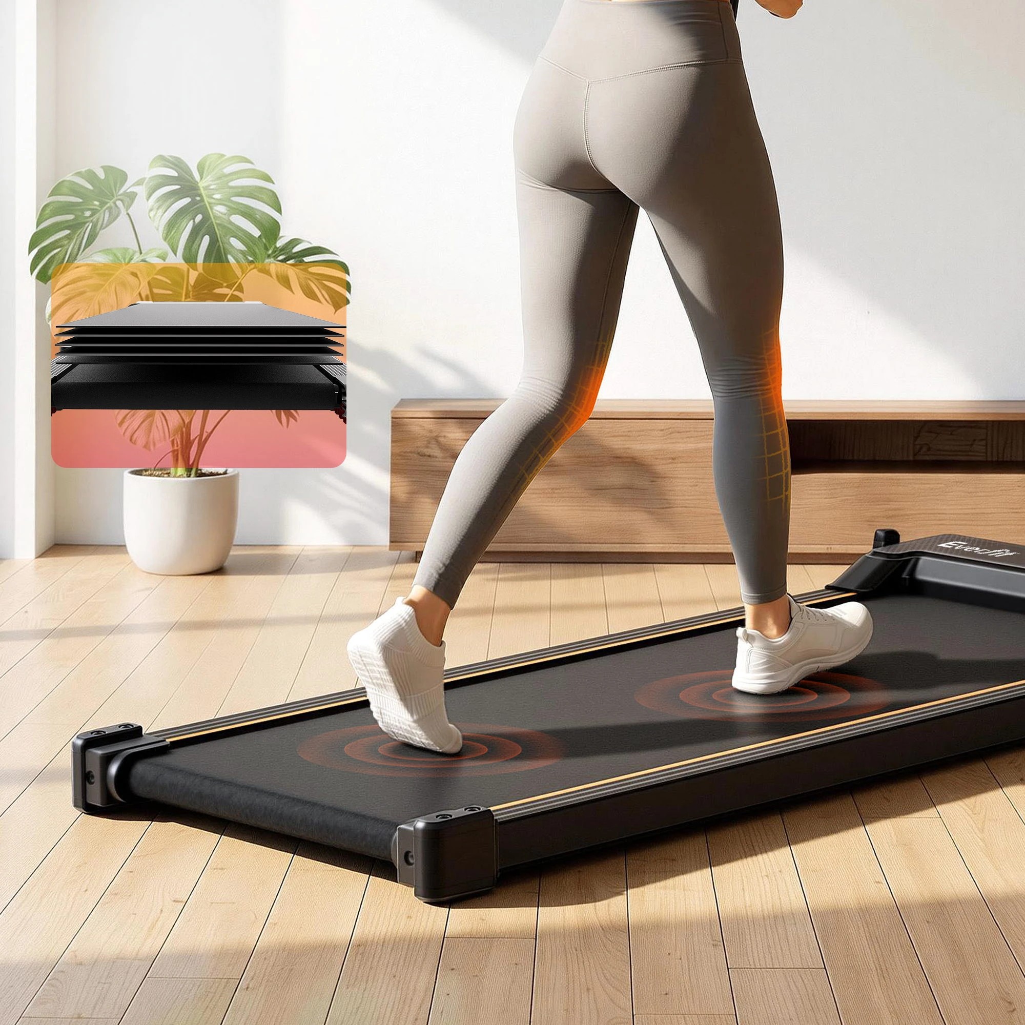 8 Everfit 2 in 1 Walking Pad Treadmill, Dual-Sided Under Desk with Foot Massage & App Control for Home Gym - Black, 8 of 9