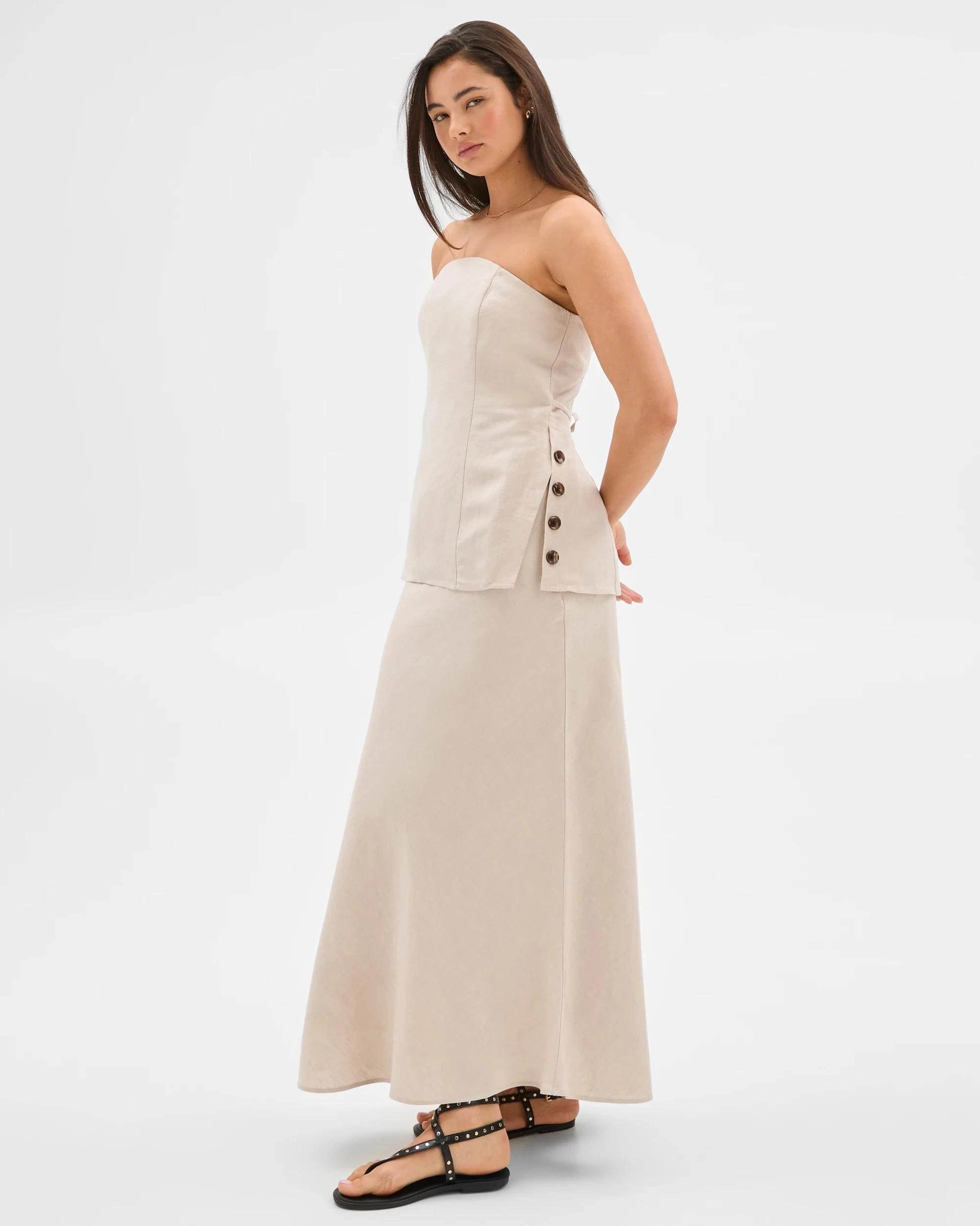 5 European Linen Blend Maxi Skirt - Lily Loves NATURAL, 5 of 6