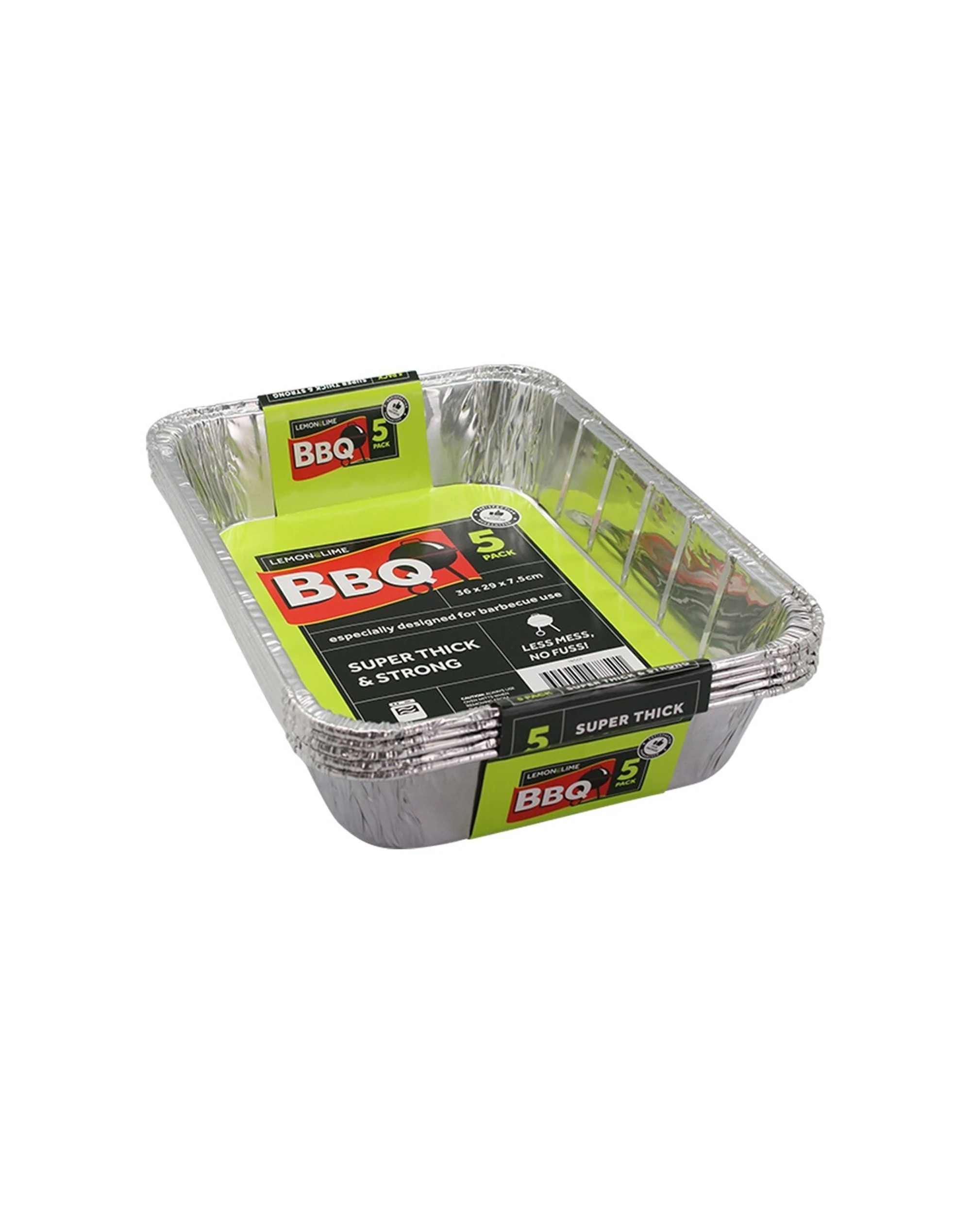 1 5pc Lemon & Lime 36cm Disposable Aluminium Foil Bbq/oven Roasting/baking Tray
 - Silver, 1 of 3