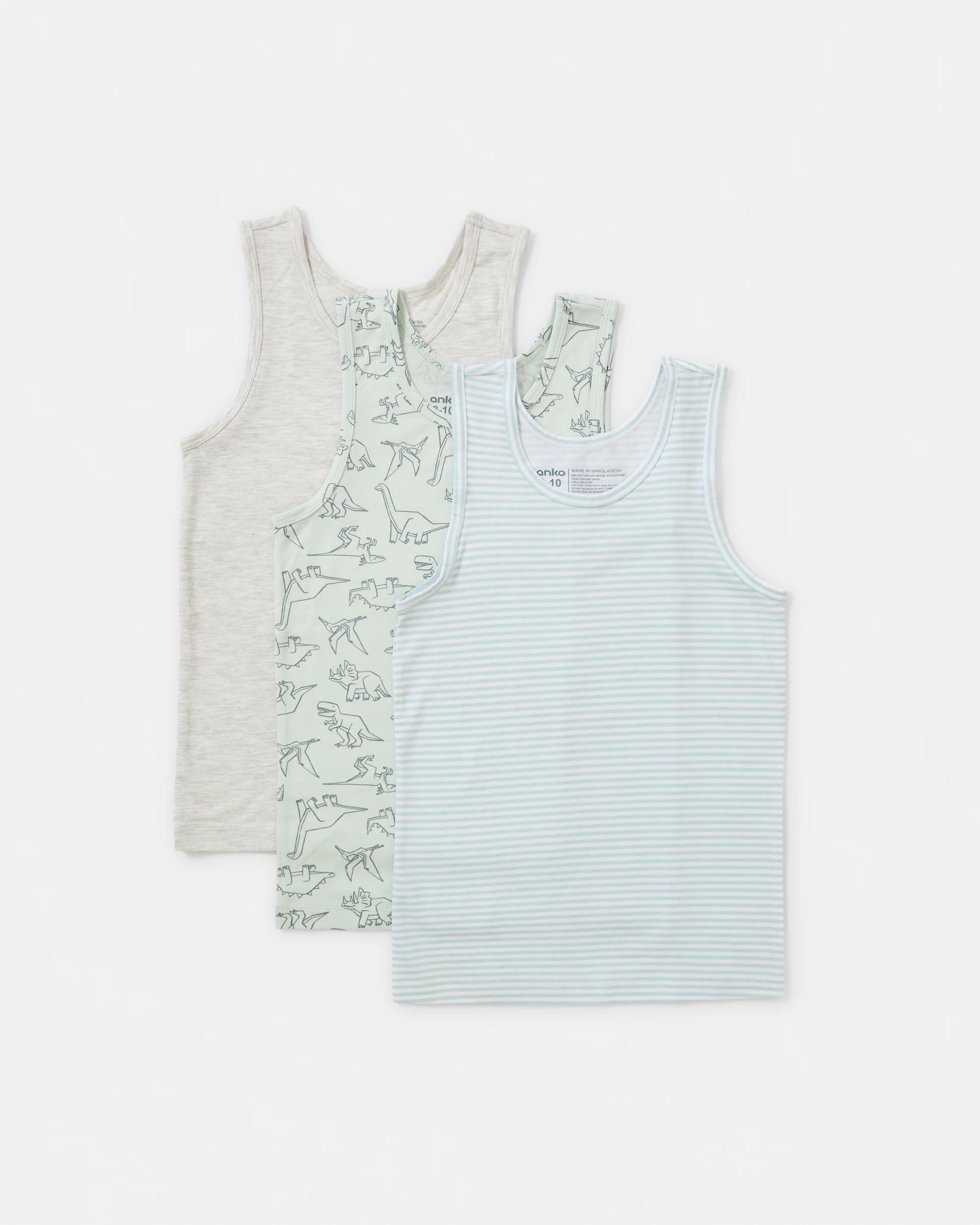 1 3 Pack Singlets Grey Dino, 1 of 6