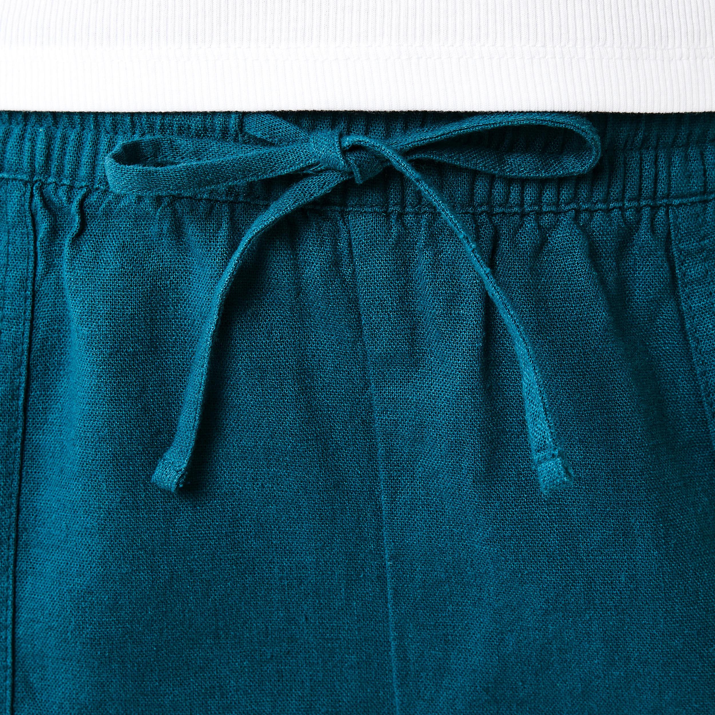 4 Linen Blend Patch Pocket Shorts Teal Coral, 4 of 6