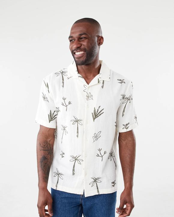 Short Sleeve Double Cloth Print Shirt