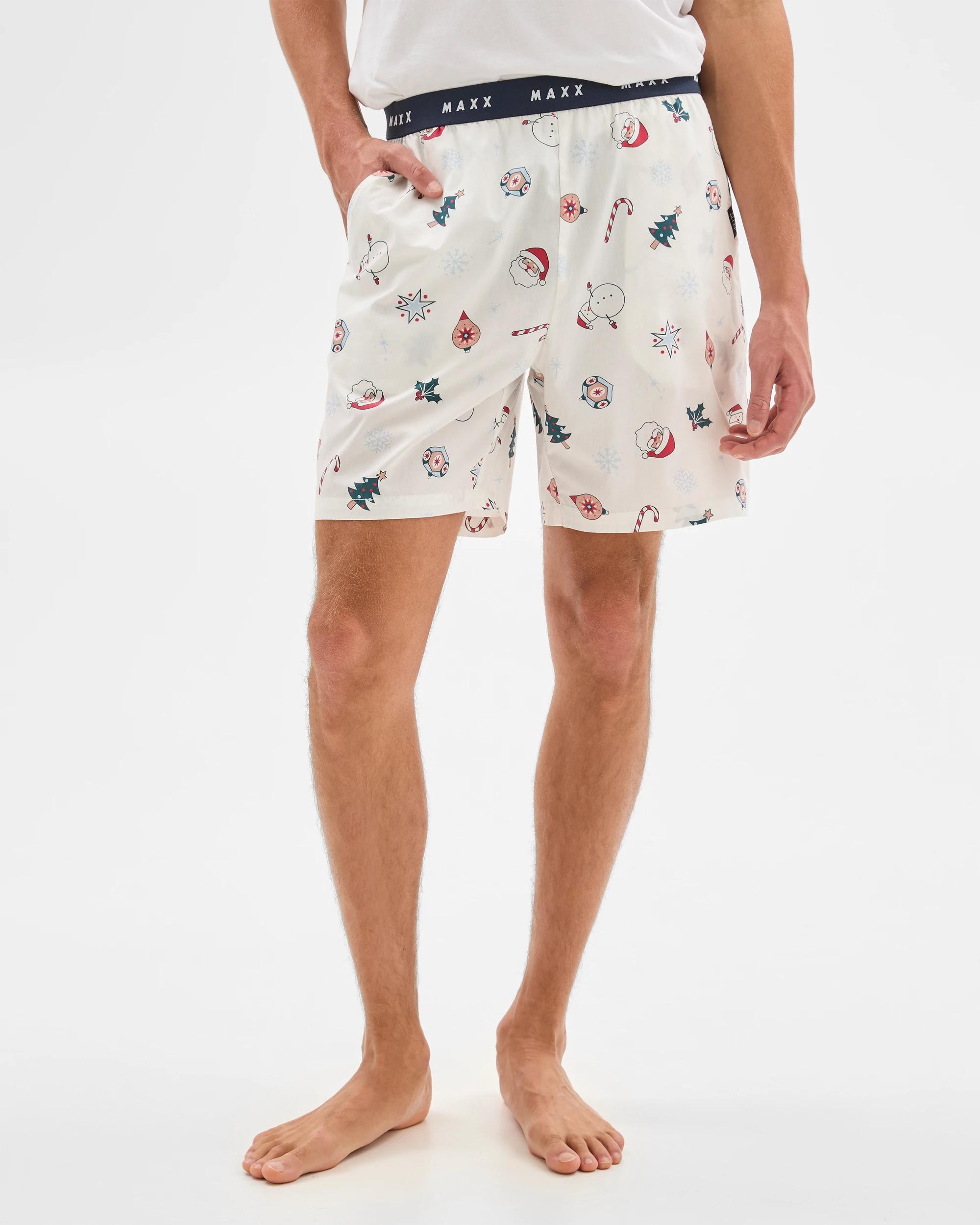 2 Australian Cotton Poplin Christmas Mens Sleep Shorts - Maxx CHRISTMAS ICONS, 2 of 6