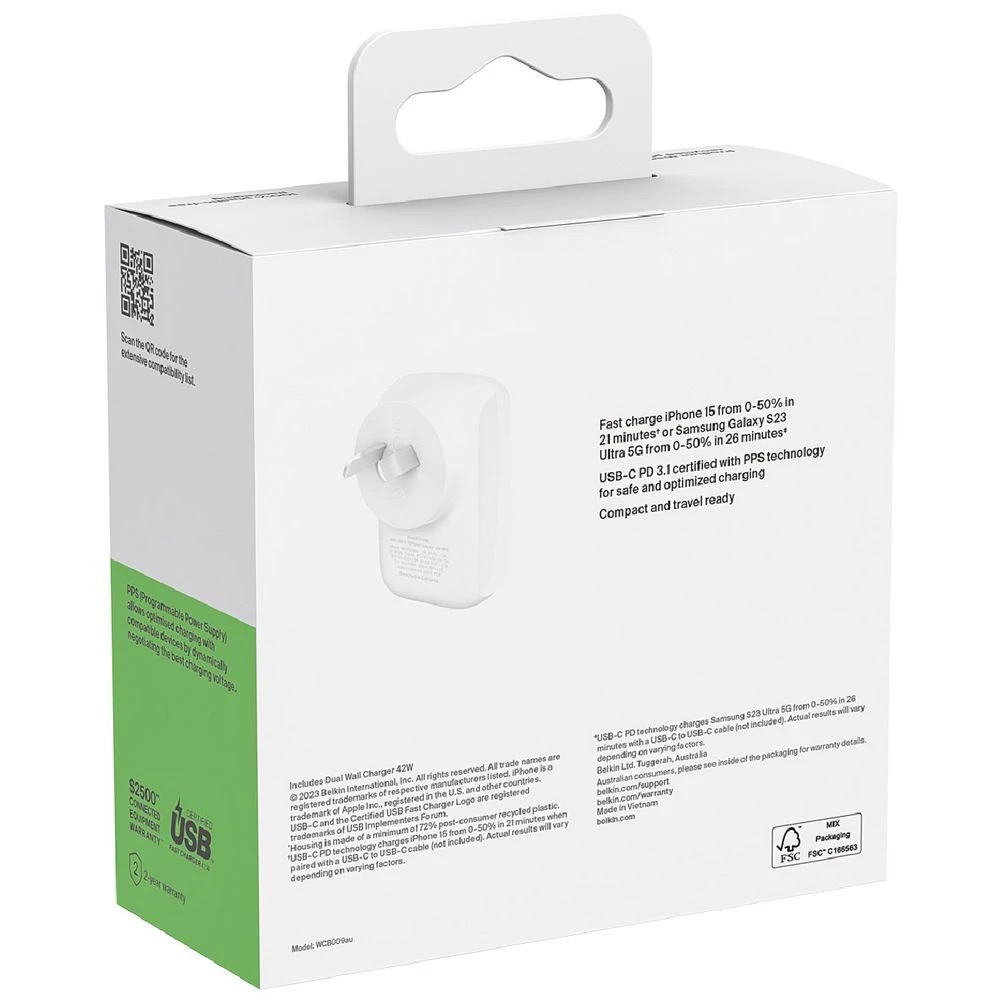 6 Belkin BoostCharge Dual USB-C Wall Charger White, 6 of 7