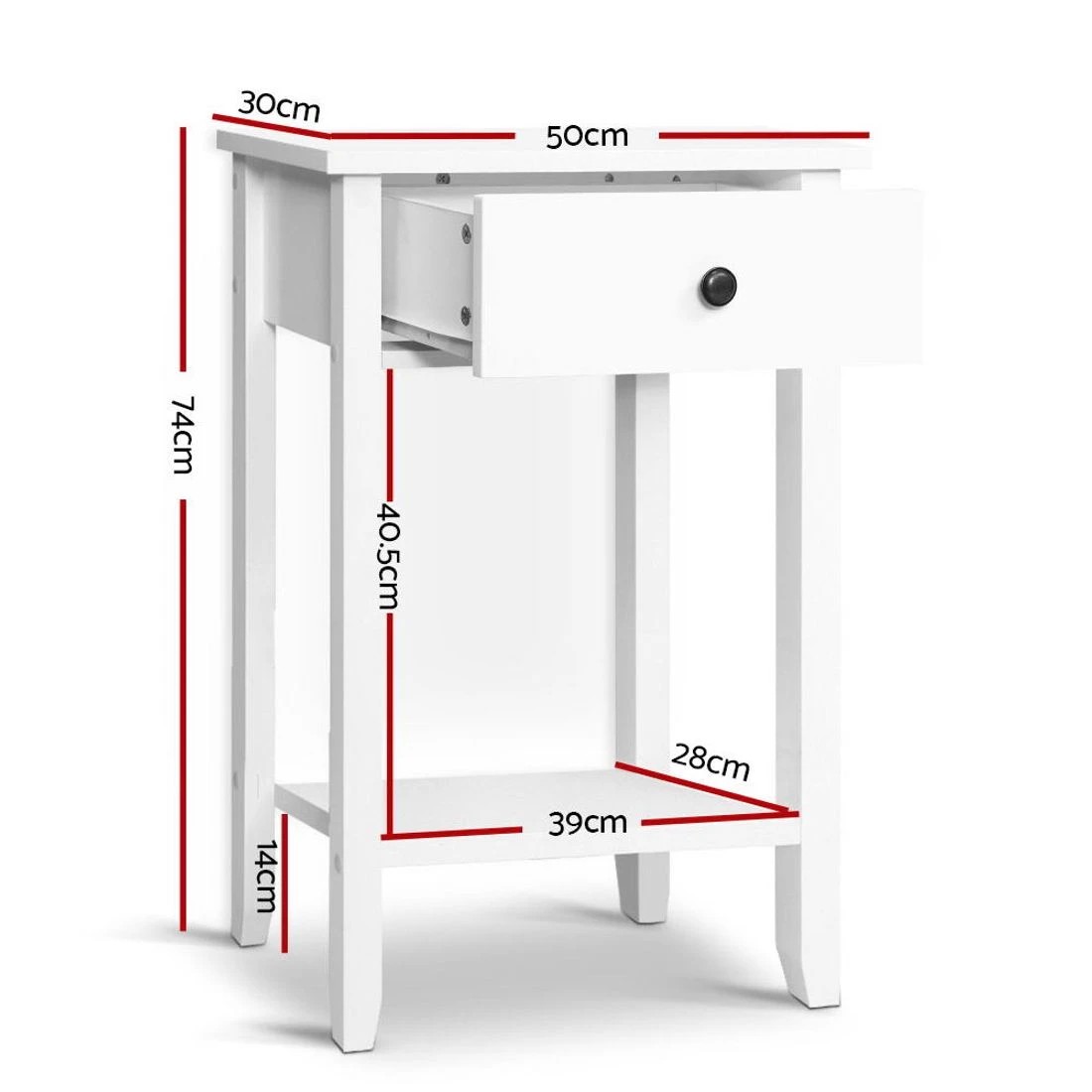4 Artiss Bedside Table 1 Drawer With Shelf
 - White, 4 of 8