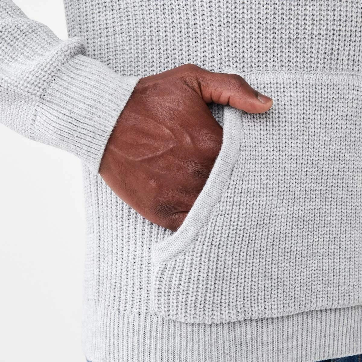 6 Hooded Knit Pullover Grey Marle, 6 of 6