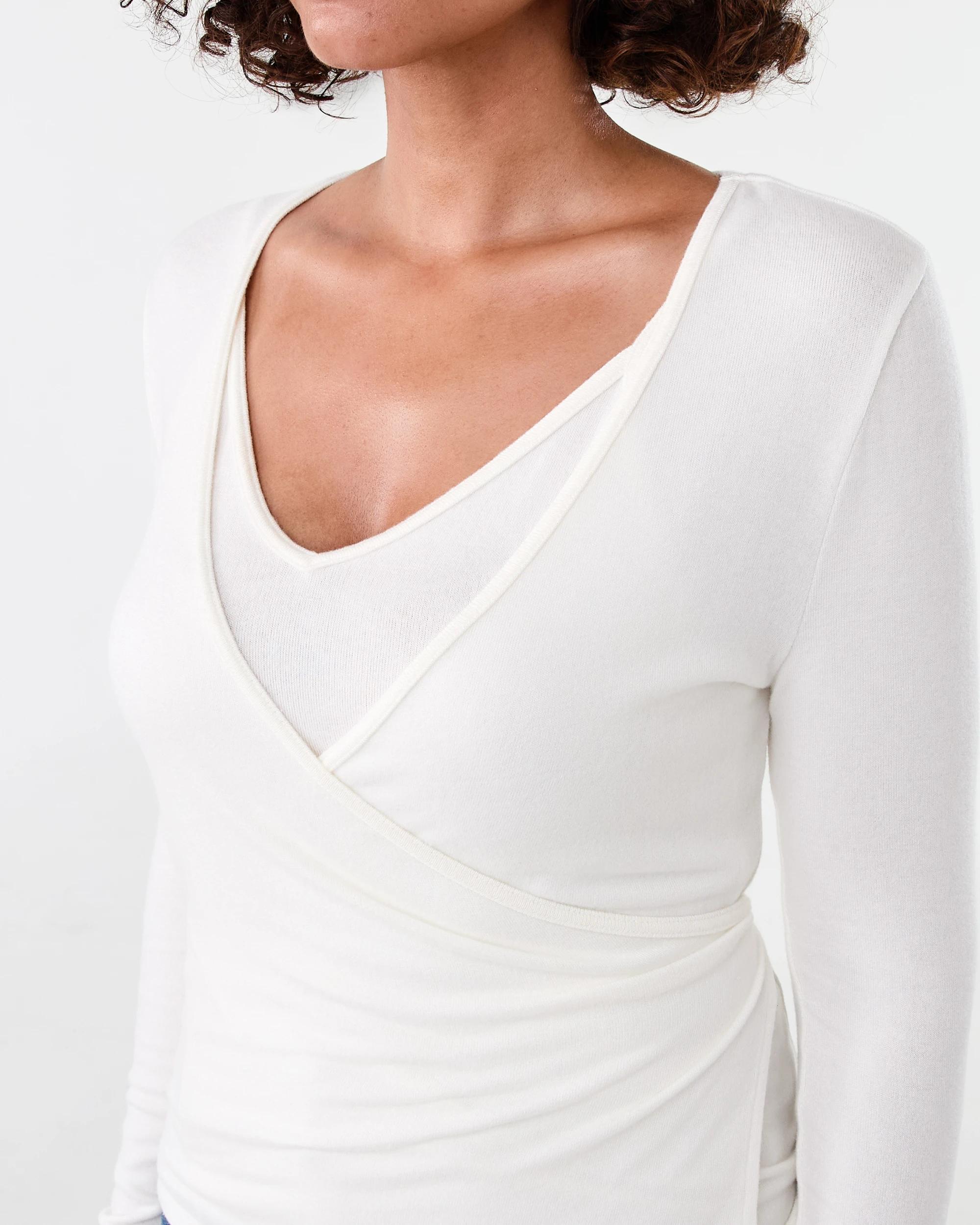 5 Long Sleeve Twofer Wrap Top Cld White, 5 of 7