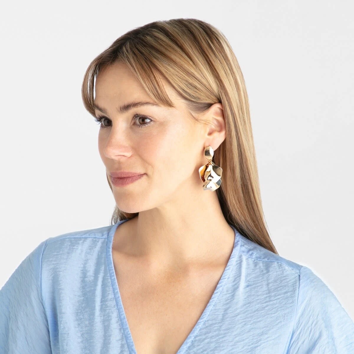 3 Petal Drop Earrings - Gold Tone, 3 of 5