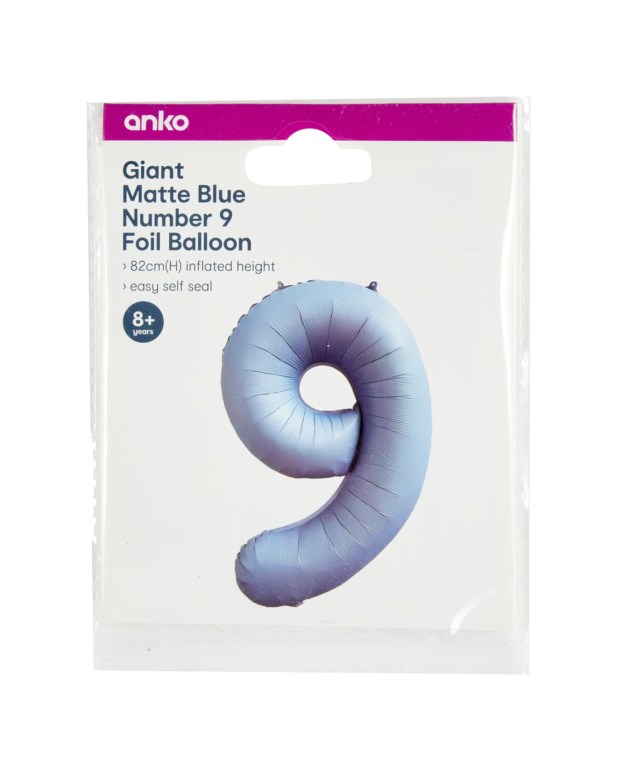 5 Giant Matte Blue Number 9 Foil Balloon, 5 of 5
