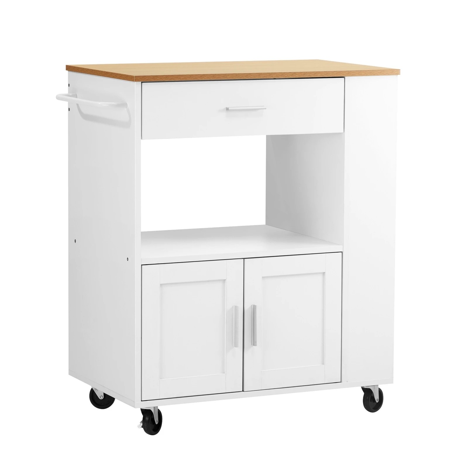 6 Oikiture Kitchen Island Trolley Cart with Drawer & Towel Rack - White, 6 of 10