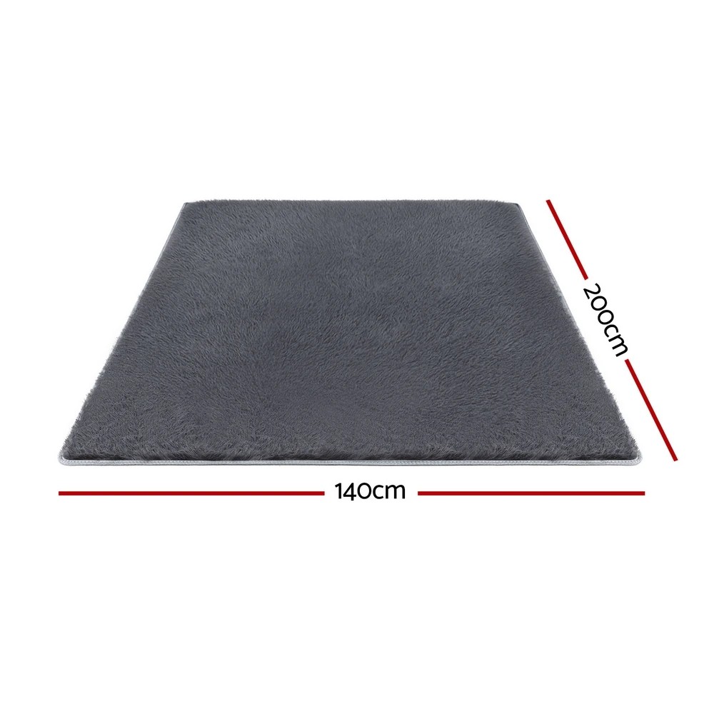 2 Artiss Floor Rug 140x200cm Plush Area Shaggy Rug Living Room Bedroom Carpet - Grey, 2 of 9