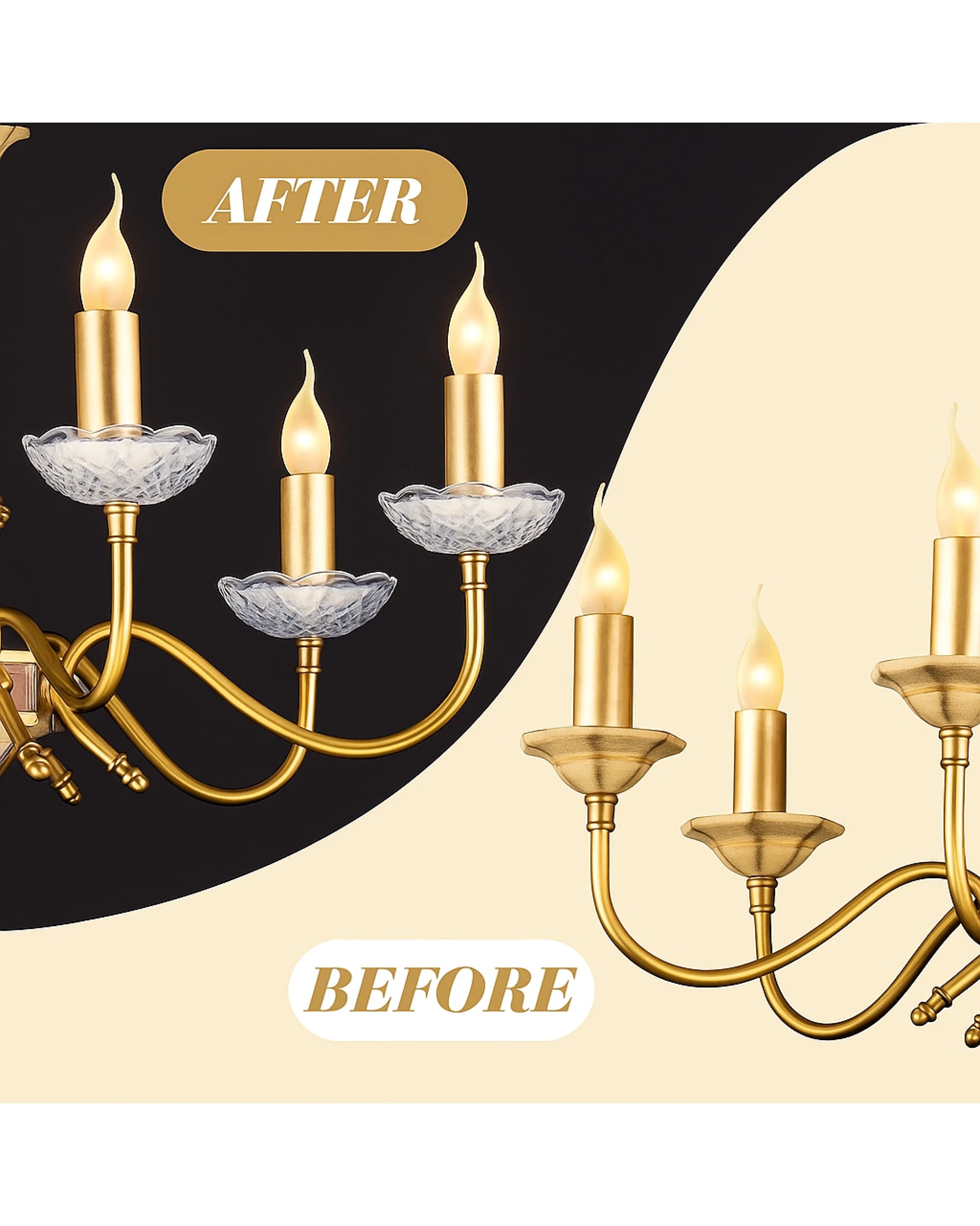 5 BR Home Crystal Chandelier Bobeche Lamp Part with Gold Pins, 5 of 5