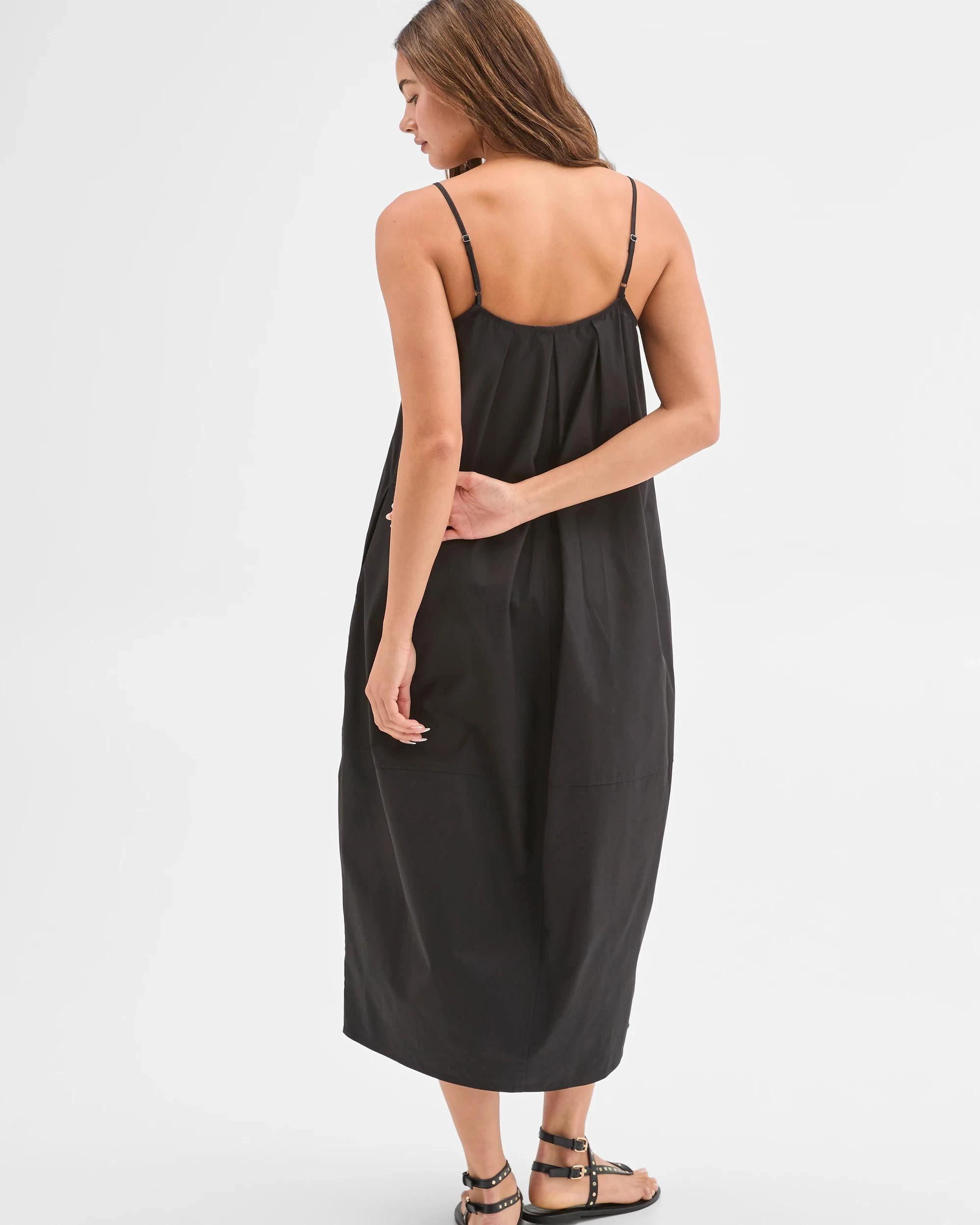 6 Lily Loves Australian Cotton Cocoon Midi Dress BLACK, 6 of 6