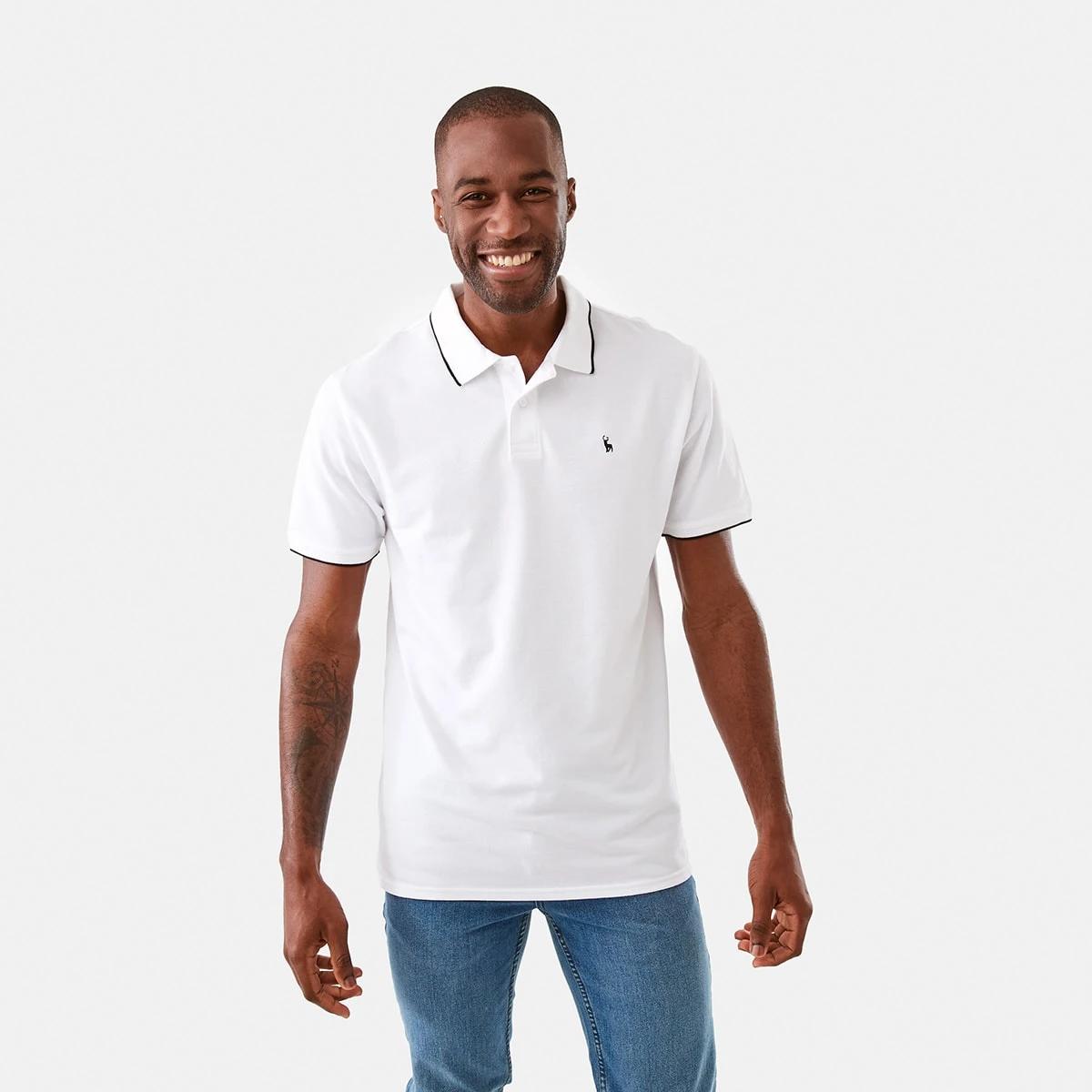 1 Tipped Pique Polo Shirt White, 1 of 7