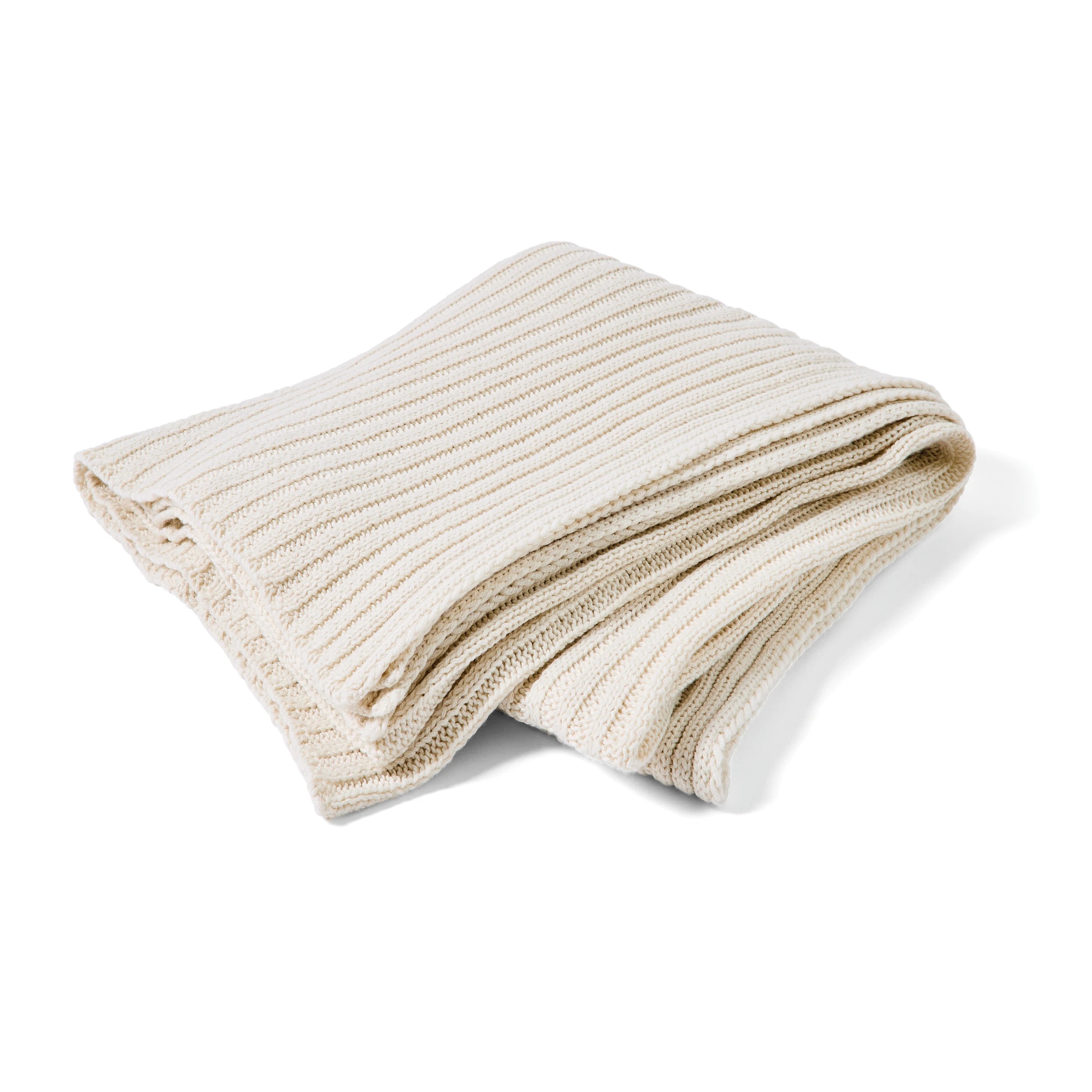 3 Chunky Knit Ribbed Throw - Ivory, 3 of 7