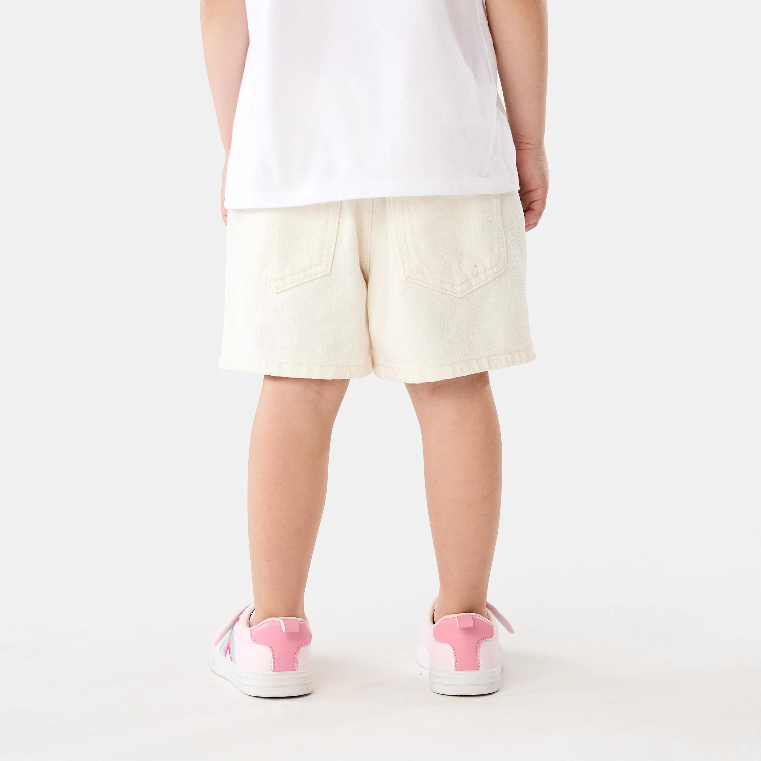 2 Embroidery Denim Shorts BEIGE RIBBON BOW, 2 of 7