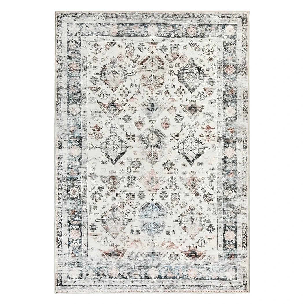 1 Marlow Machine Washable Floor Rug Distressed Vintage, 1 of 8