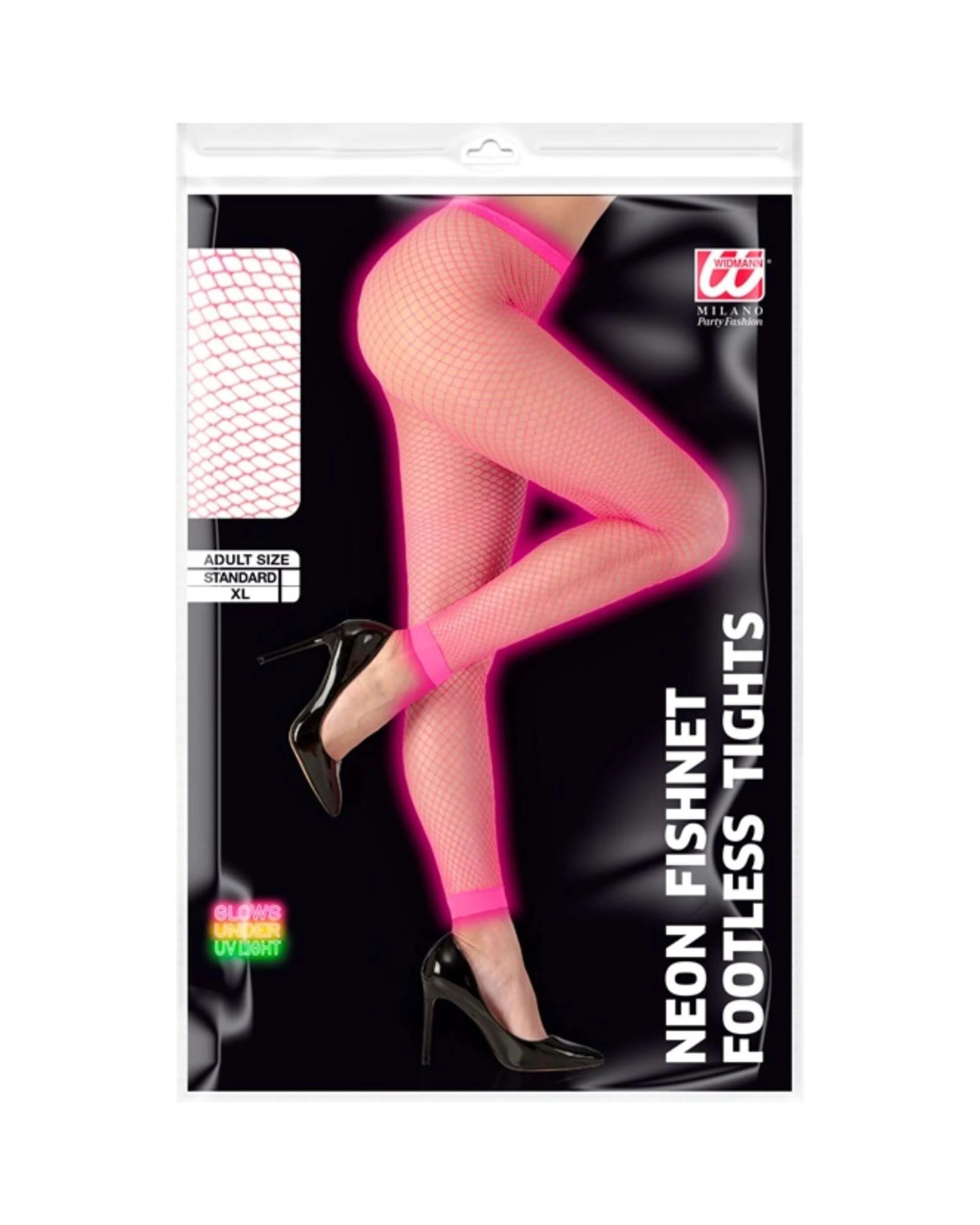 4 Widmann Adult Footless Fishnet Tights - One Size - Pink, 4 of 4