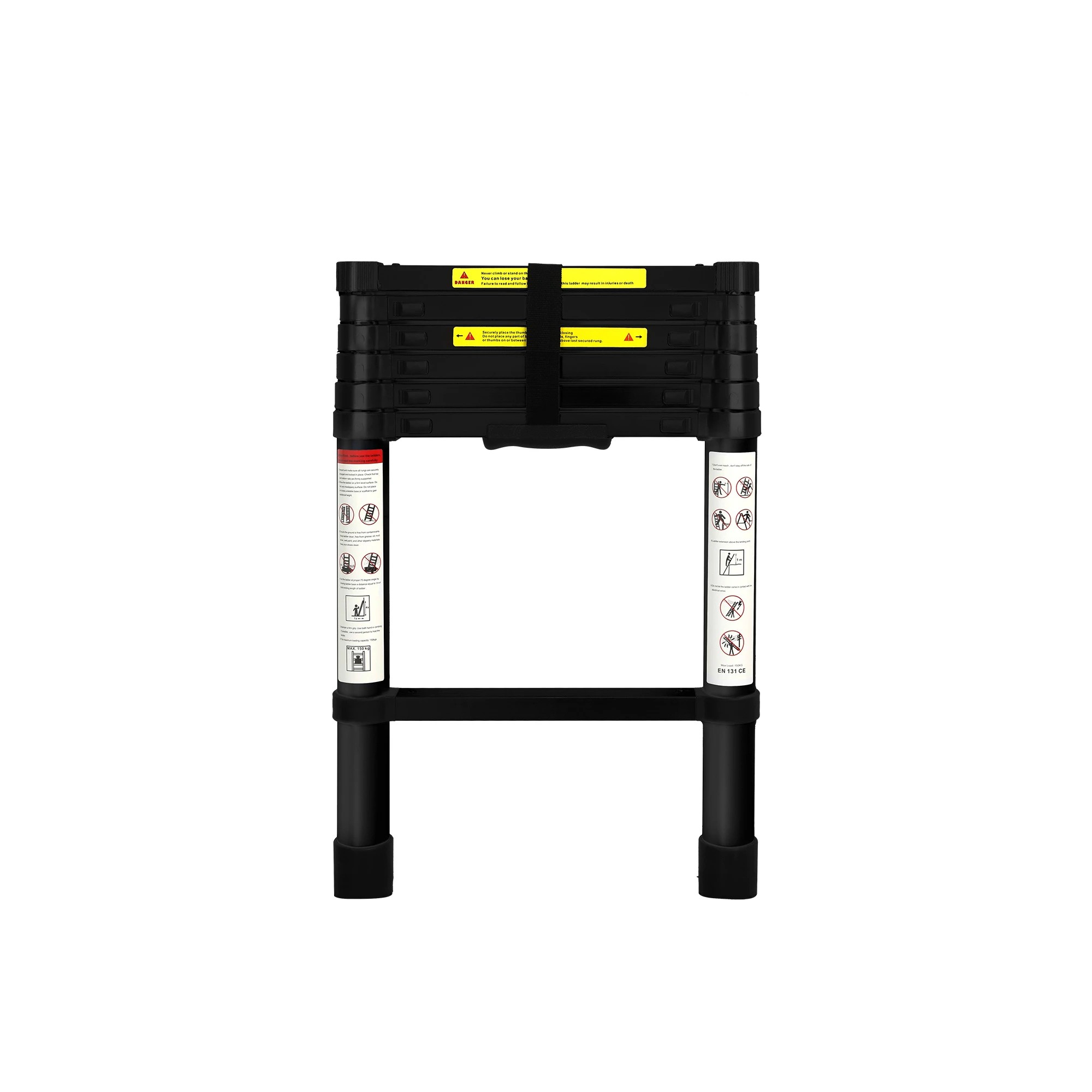 2 Traderight 2M Telescopic Aluminium Ladder Multipurpose Folding Step - Black, 2 of 5