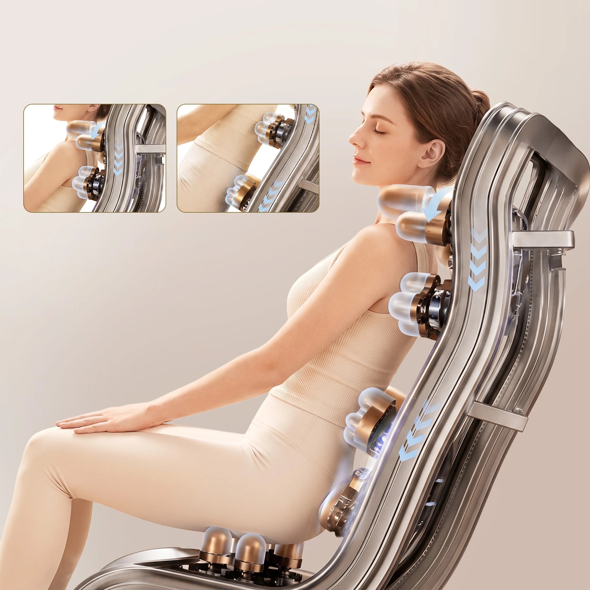 4 Livemor Full Body Massage Chair VEGA, Foot Roller, Waist & Calf Heat, Recliner, Airbags Compression - Grey, 4 of 10