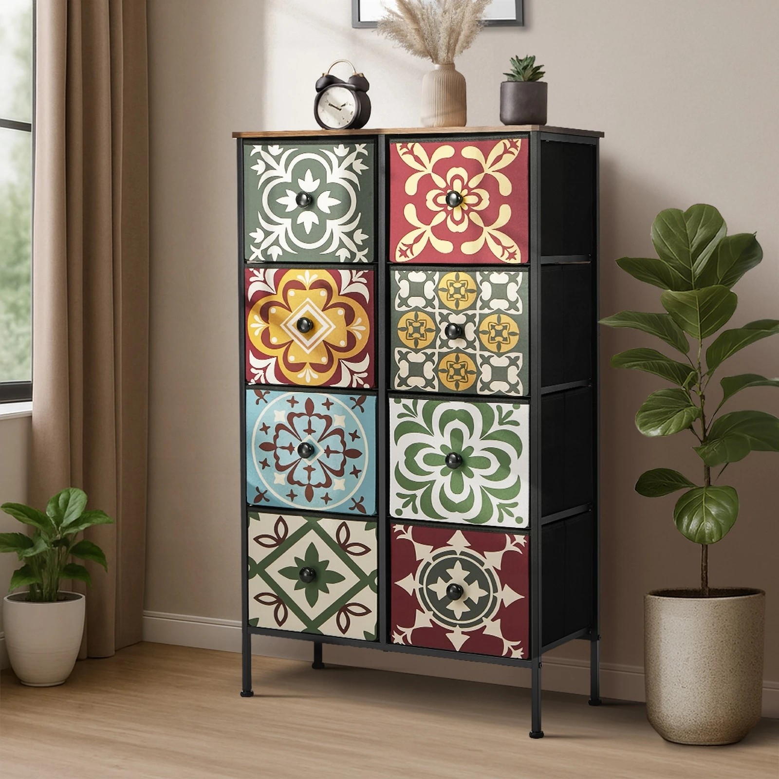 4 Oikiture 8 Chest Of Drawers Retro Tallboy Dresser Multi-Storage Foldable Fabric - Multi, 4 of 6