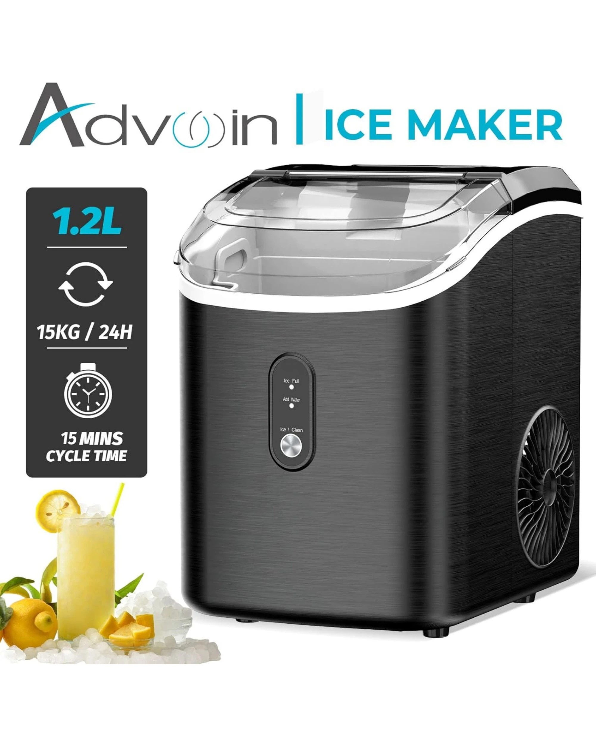 7 Advwin 15kg Nugget Ice Maker Chewable Pellet Ice (Black), 7 of 9