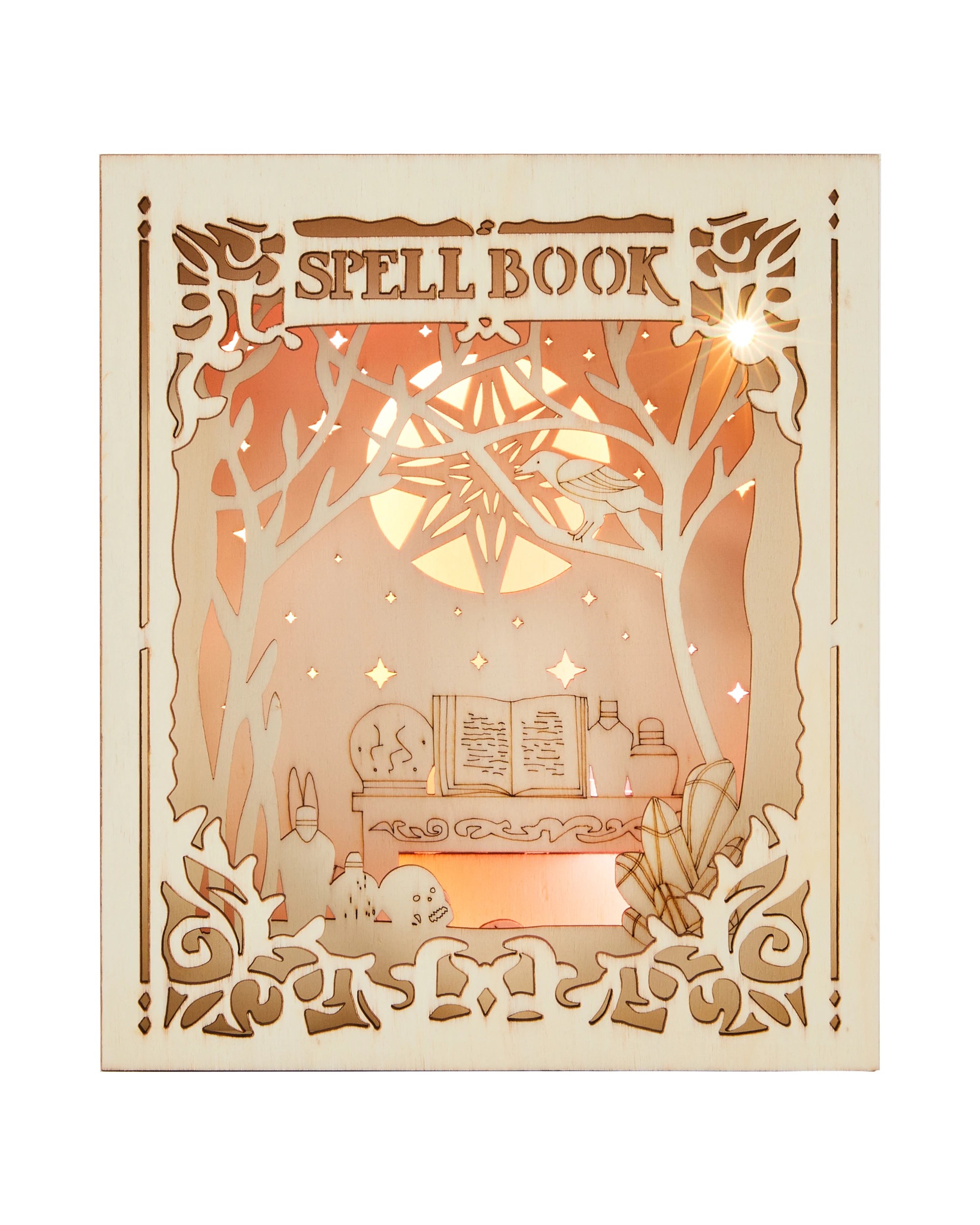 2 Halloween Craft Wood Blank - LED Spell Book, 2 of 9