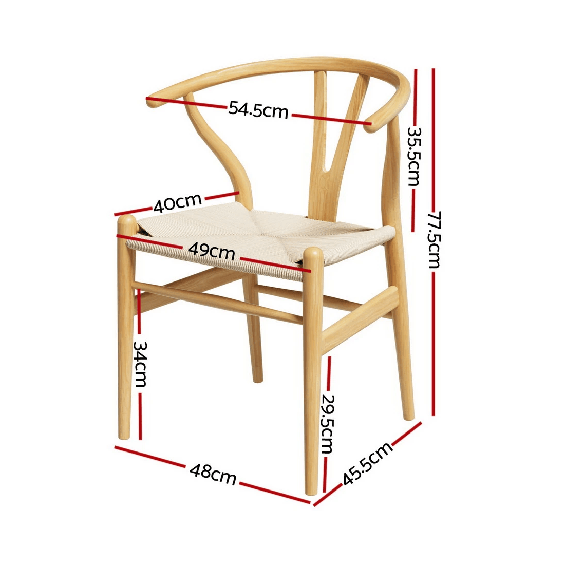 2 1 Set of 6 Artiss Dining Chairs Wooden Rattan Seat Wishbone Back - Brown, 2 of 6