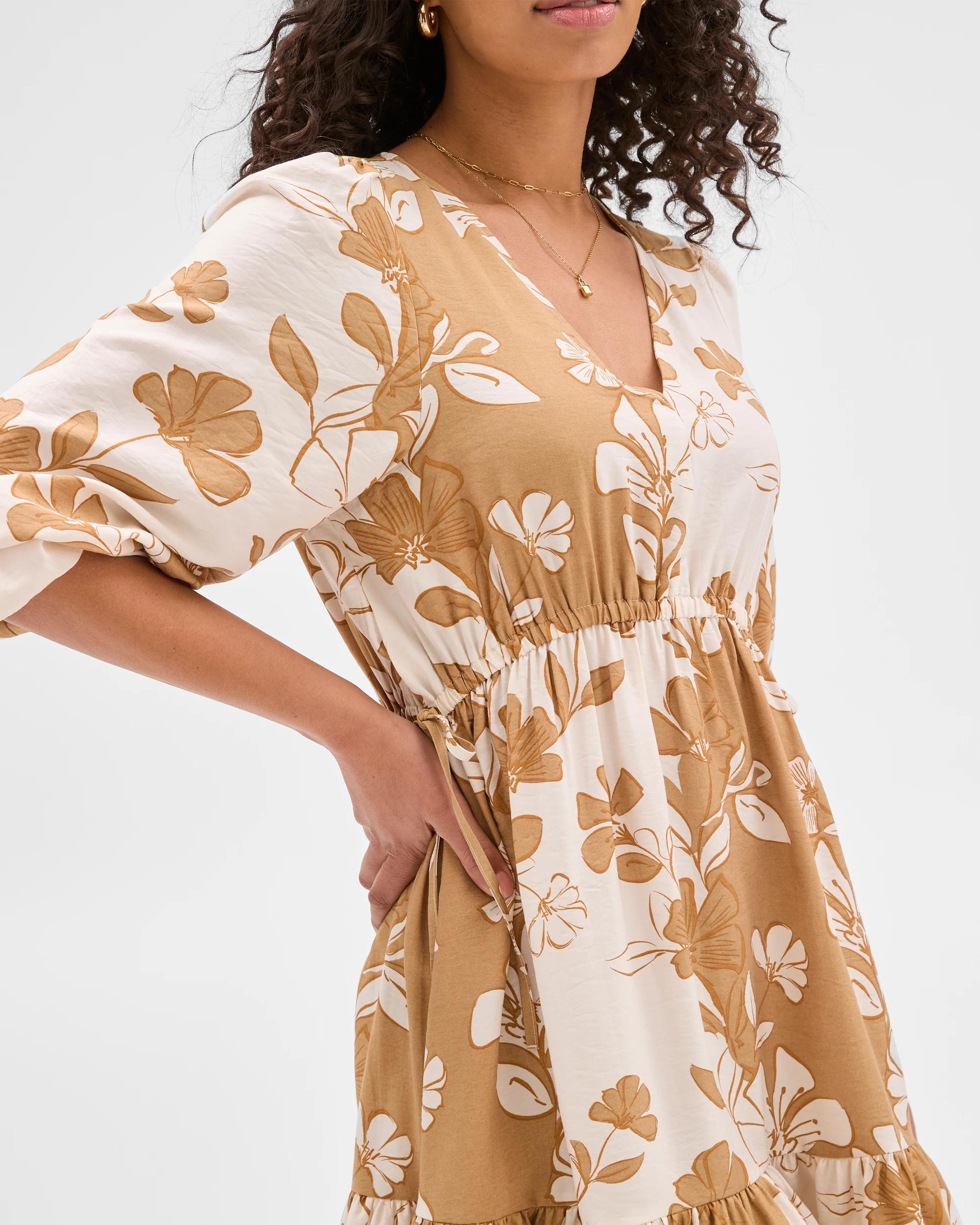 3 Target Woman Long-sleeve Floral Print Mini Dress - Viscose/nylon Blend FLORAL PRINT, 3 of 5