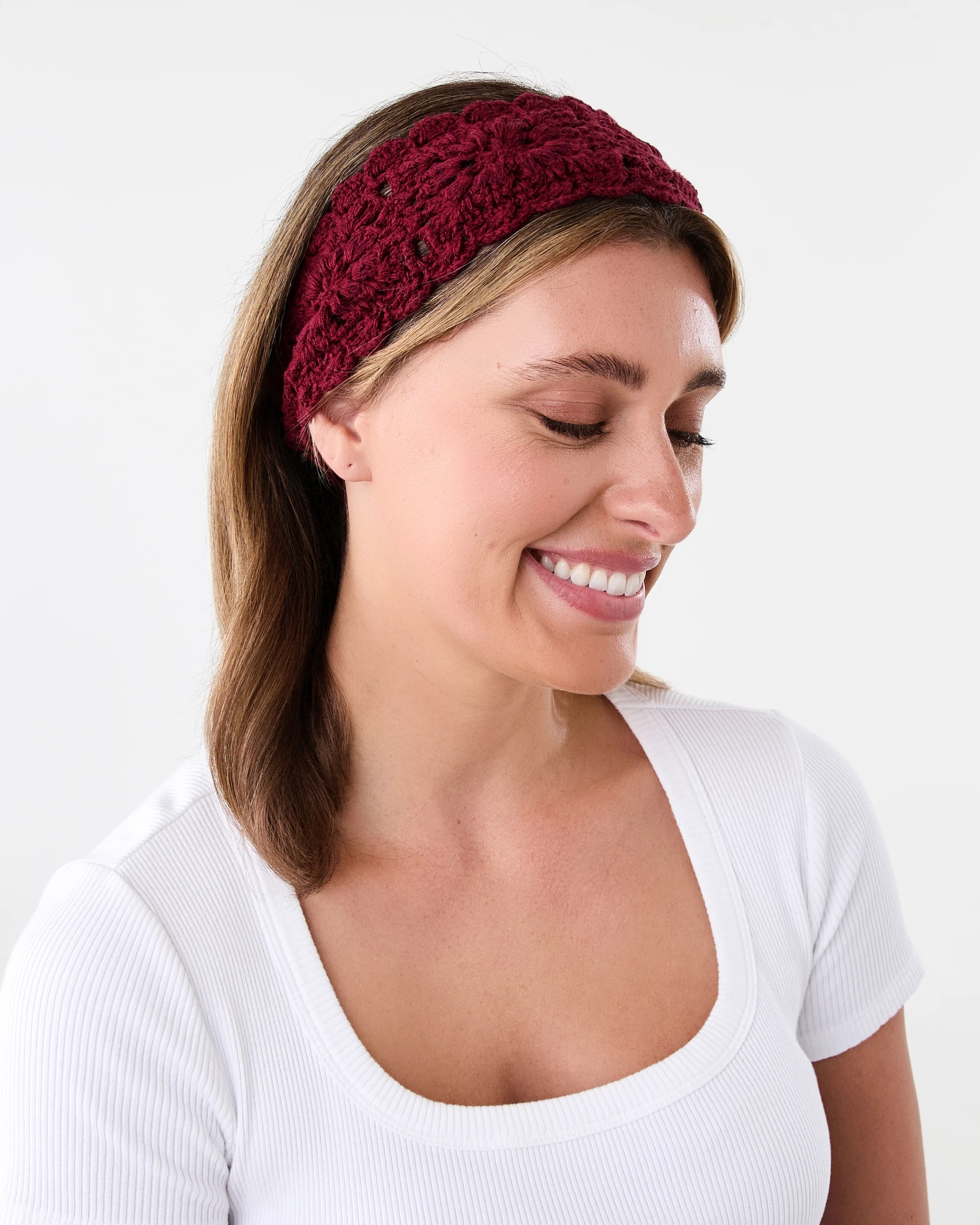3 Crochet Stretch Headband - Red, 3 of 4