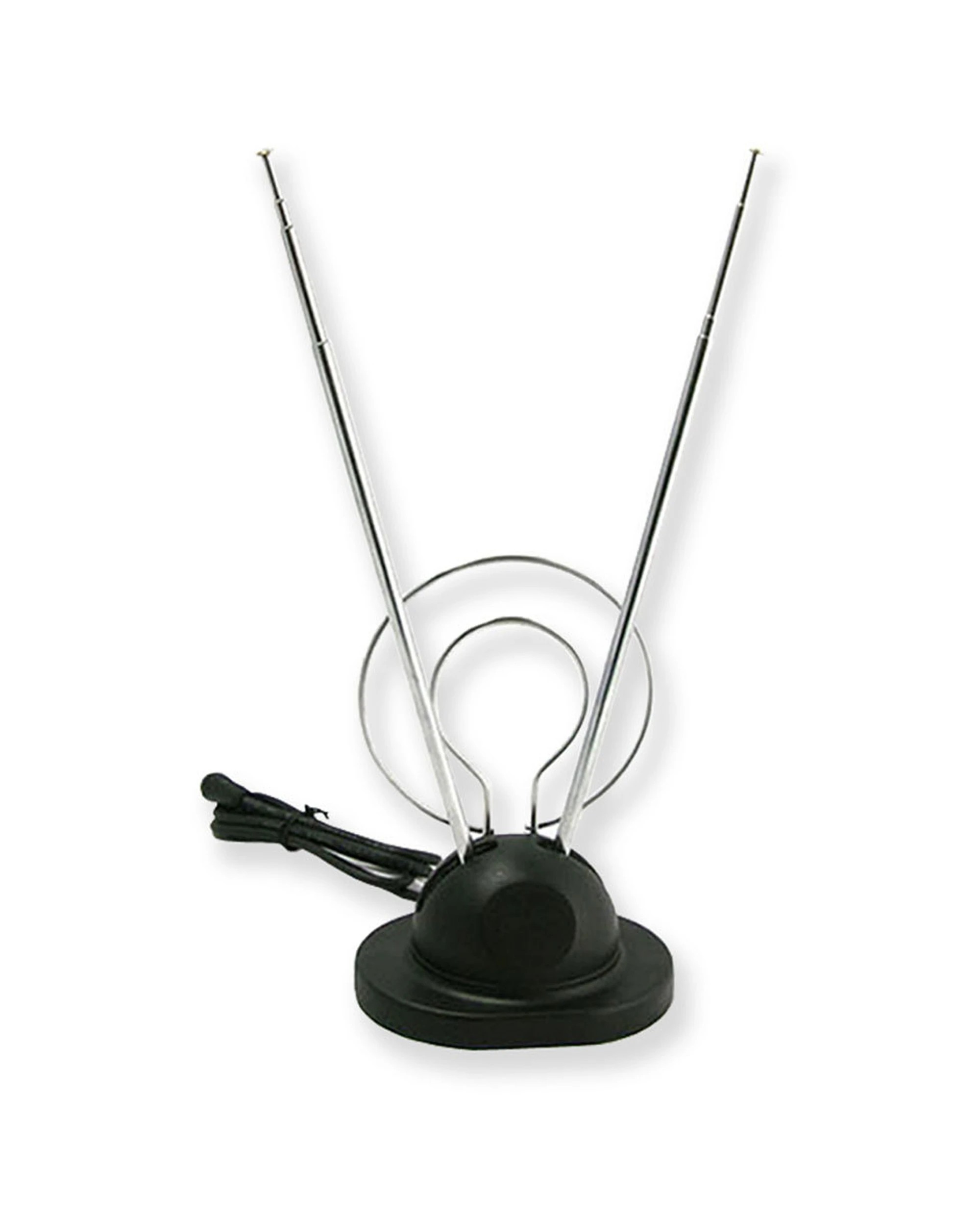 1 Sansai Indoor TV Radio Antenna VHF/FM Reception Adjustable Telescopic Rods - Black, 1 of 3