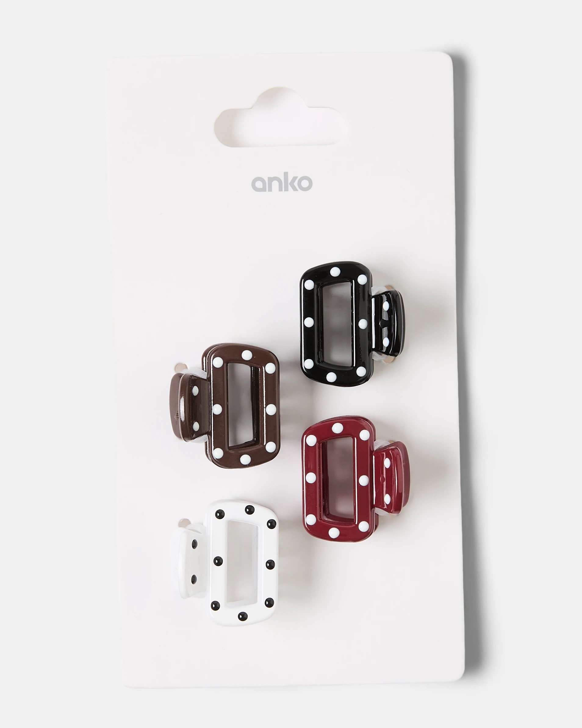 3 4 Pack Mini Polka Claw Hair Clips, 3 of 3