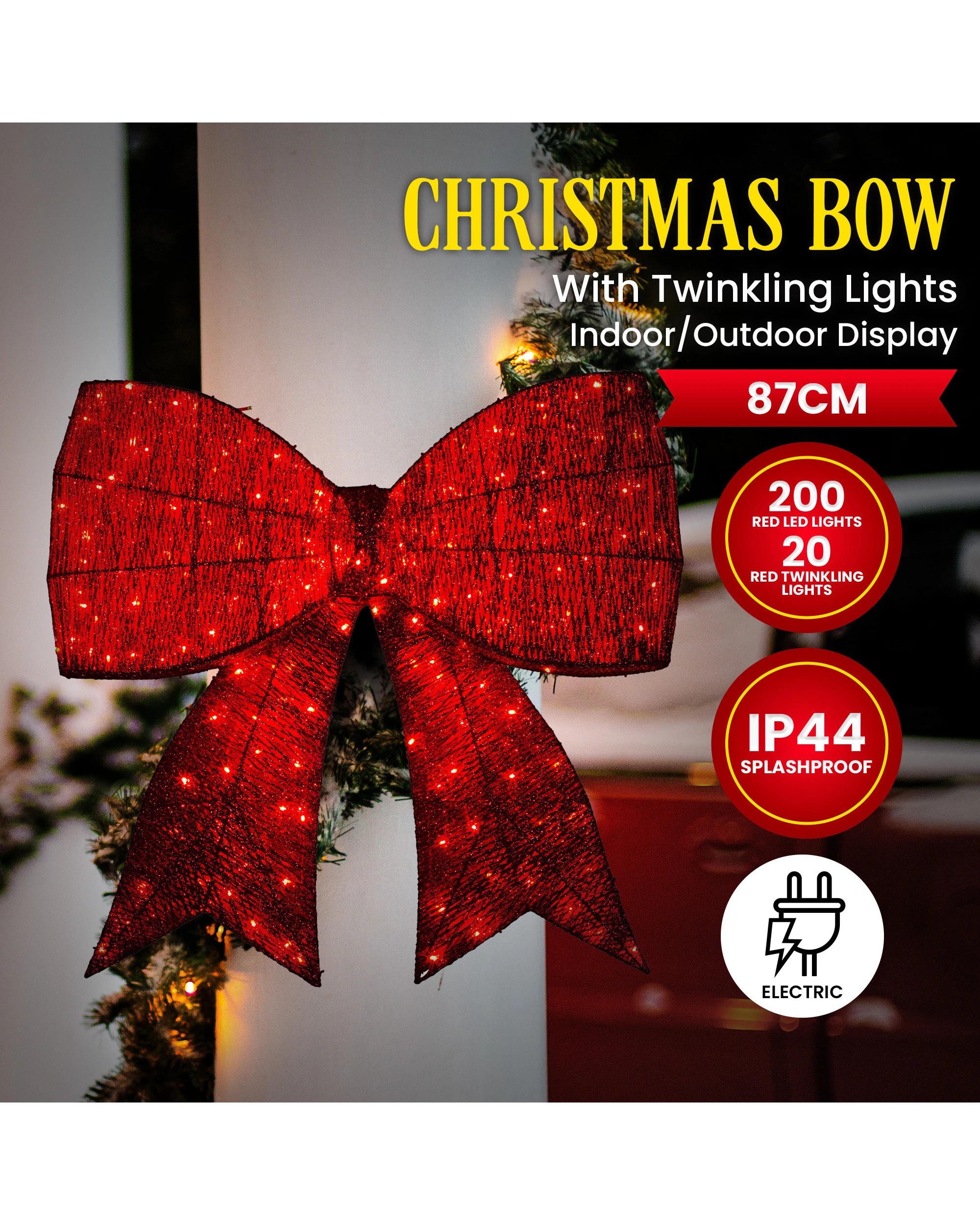 7 Christabelle Christmas Display Bow 91cm With Led And Twinkle Lights 5 Functions Decoration Ornament, 7 of 7
