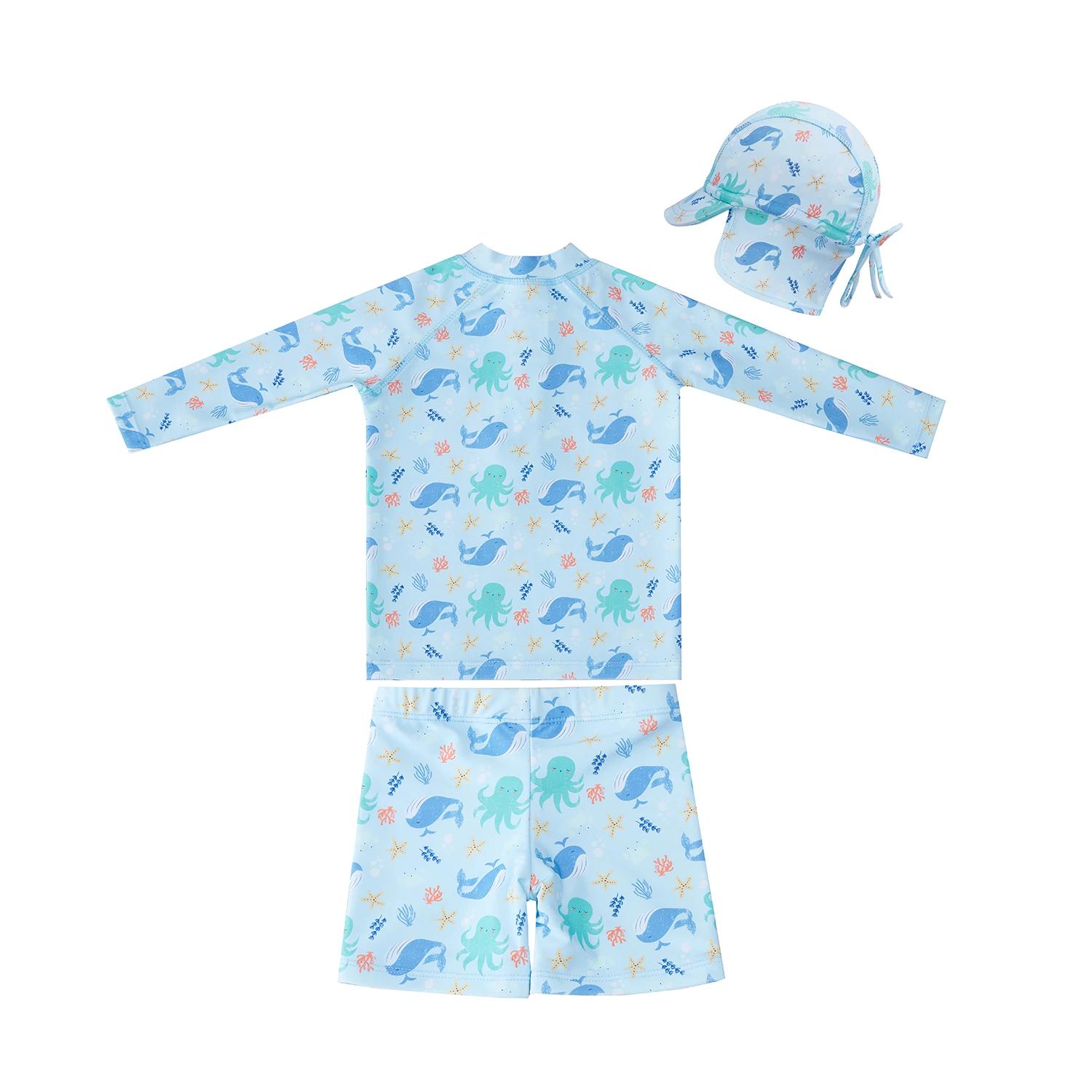 2 Big Softies 3 PC Long Sleeve Rashie, Shorts & Hat, Whale BLUE WHALE, 2 of 7