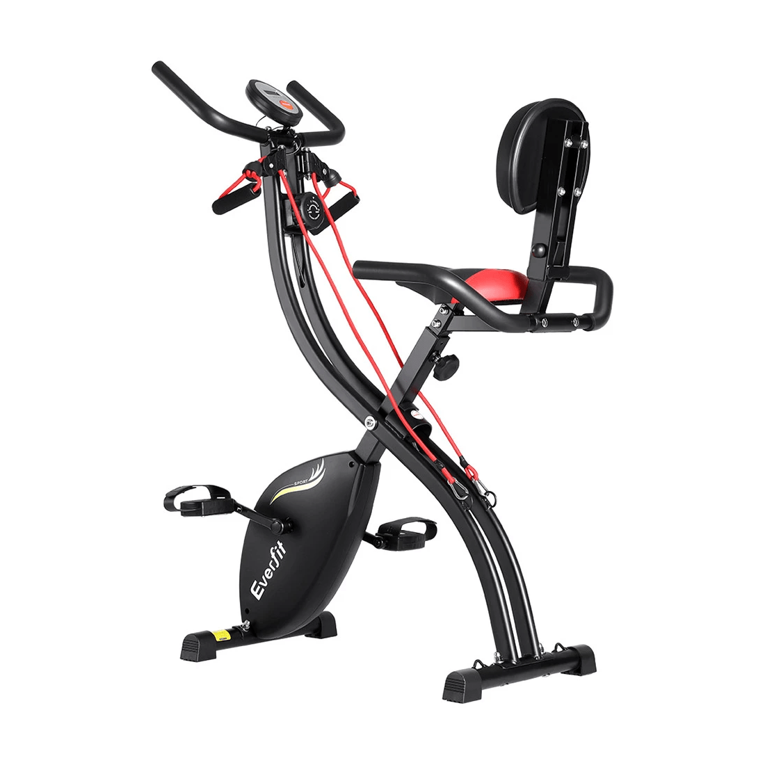 1 Everfit Folding Exercise Bike Magnetic X-Bike Indoor Cycling Resistance Rope - Black, 1 of 2