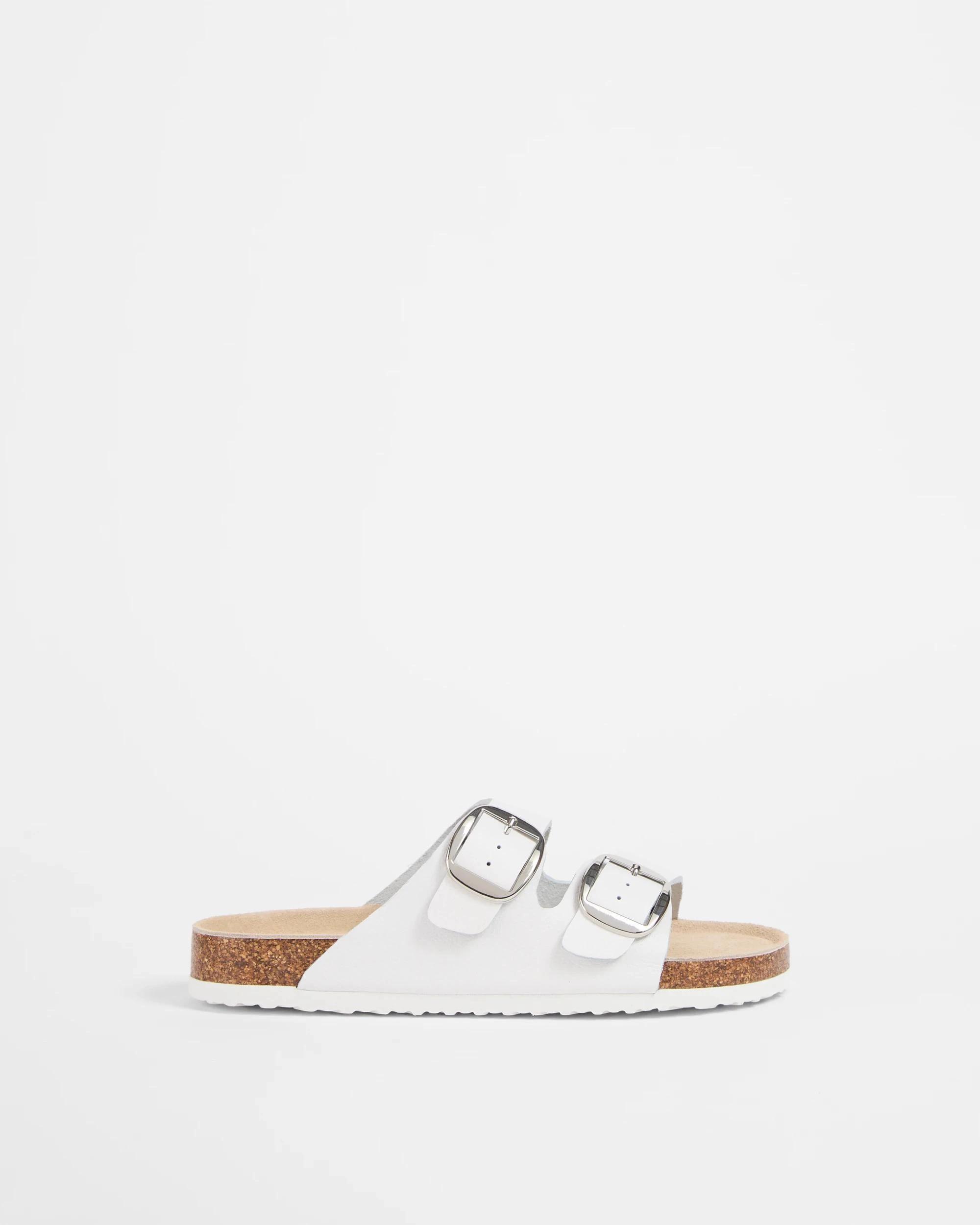 1 Target Youth Girls Youth Full Grain Leather Moulded Cork Sandal WHITE, 1 of 3