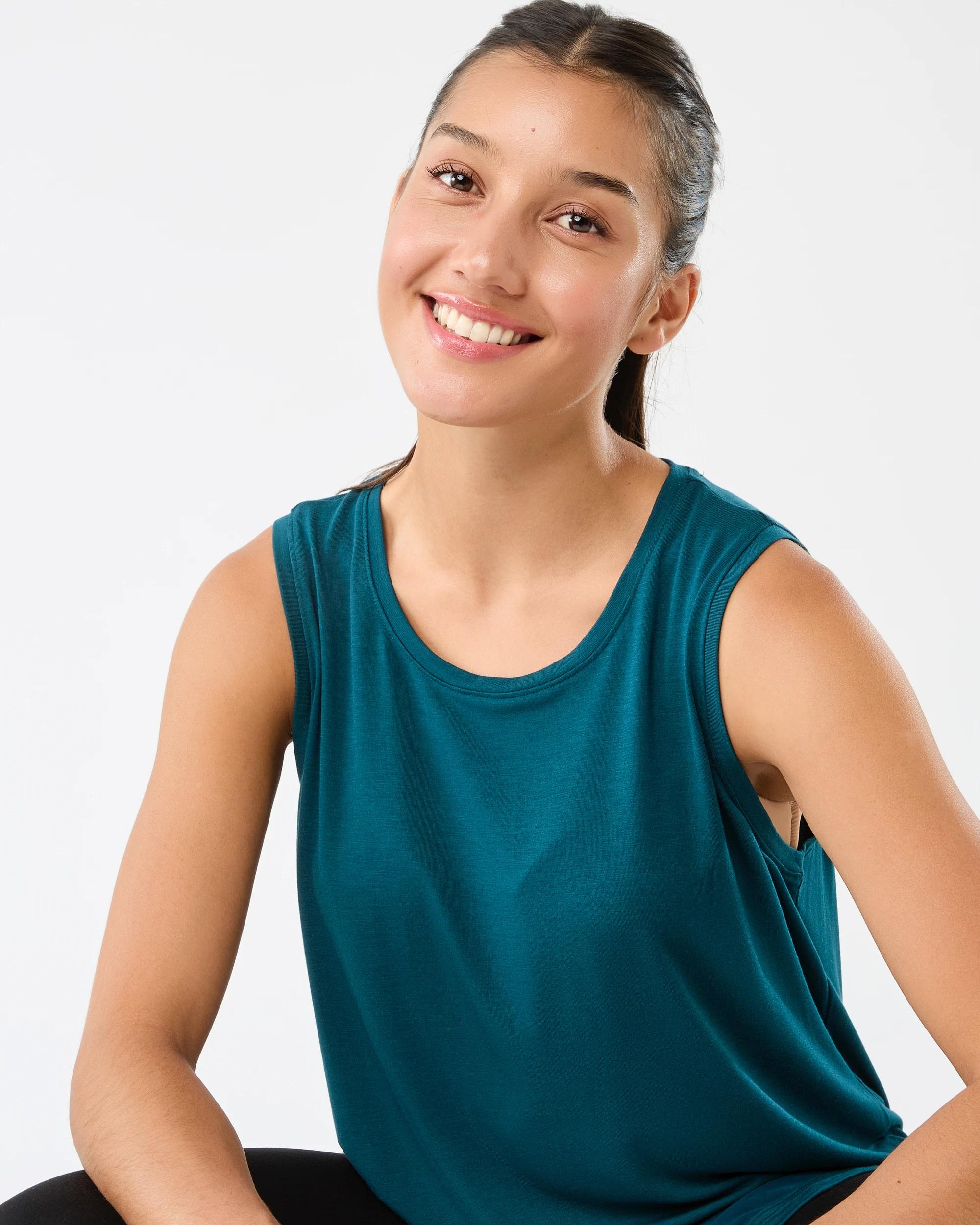 5 Active Womens Sleeveless Mesh Tank Deep Teal, 5 of 7