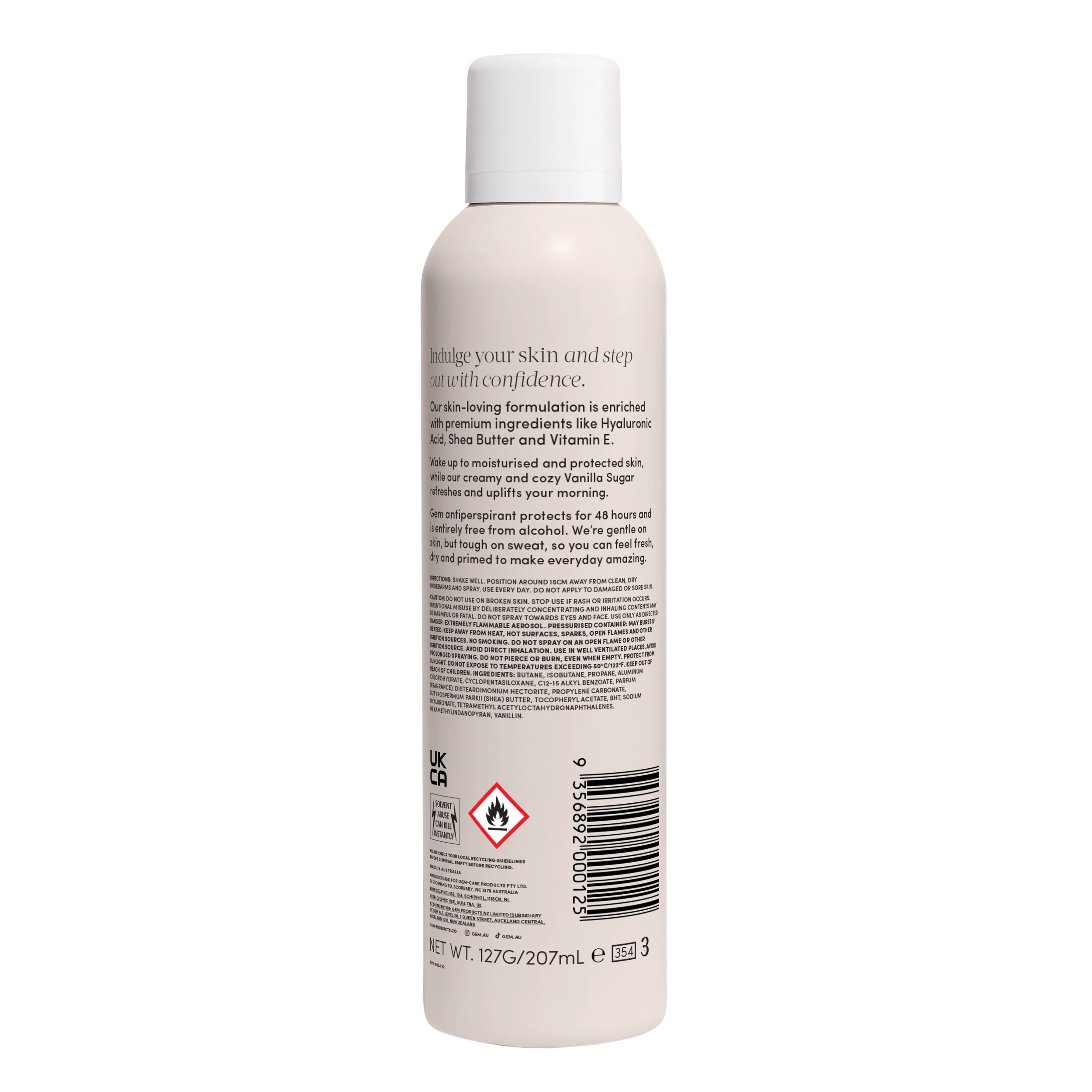 2 Gem Vanilla Sugar Skin-Loving Deodorant 207ml - Hyaluronic Acid, Vitamin E and Shea Butter, 2 of 6
